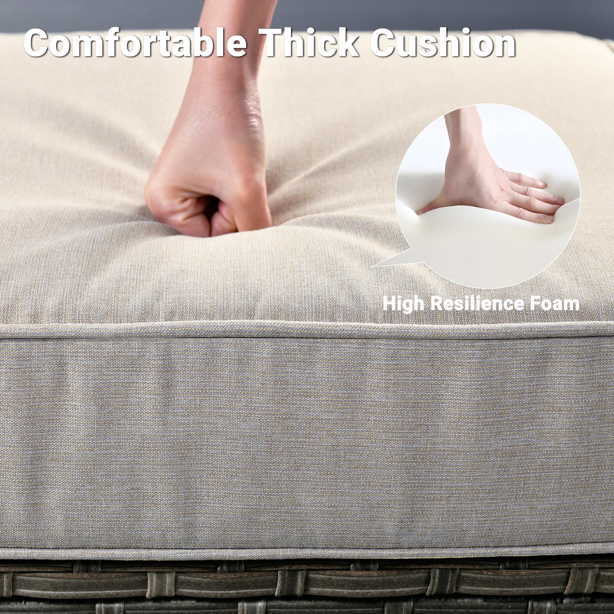 Ovios 7 Pieces Patio Furniture Set, Outdoor Wicker Sofa with Rocking Swivel Chairs