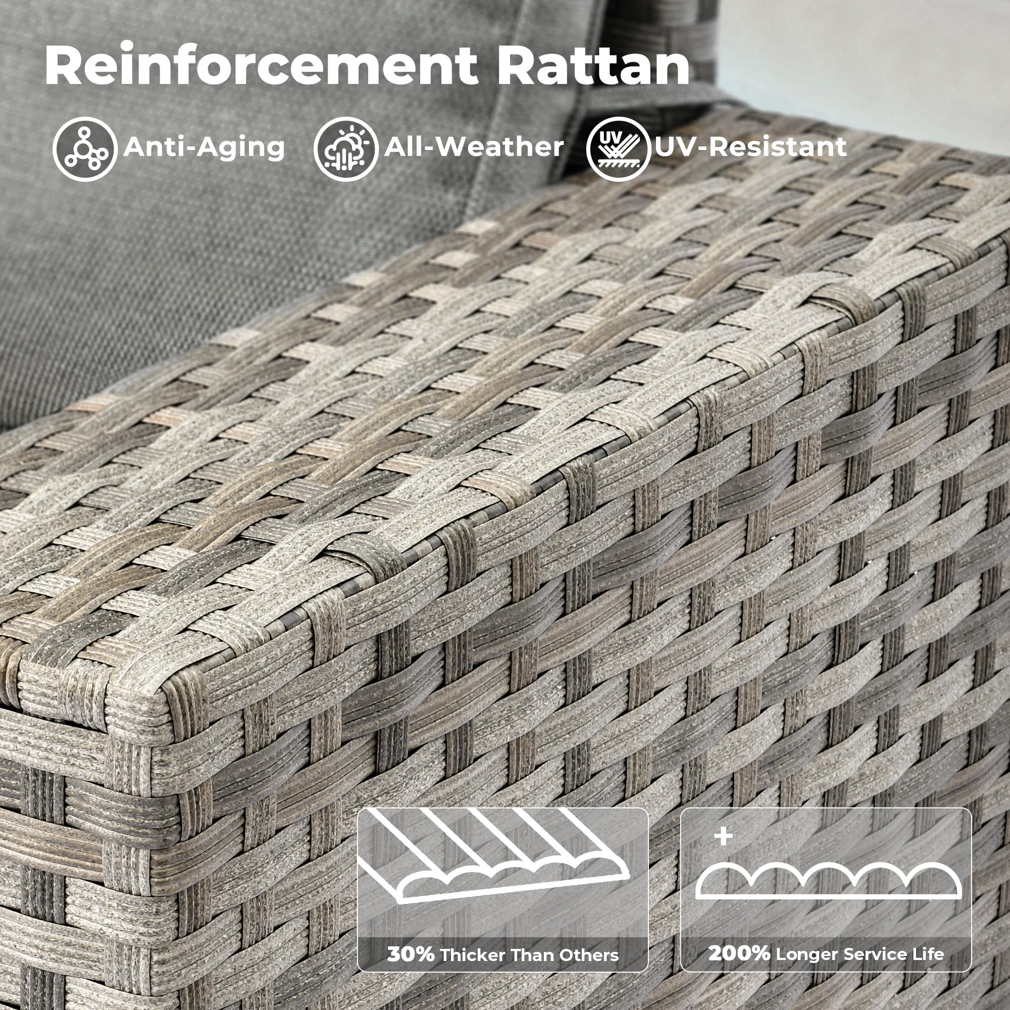 Ovios 9-Piece Outdoor Furniture Set with 7.68'' Wide Armrests