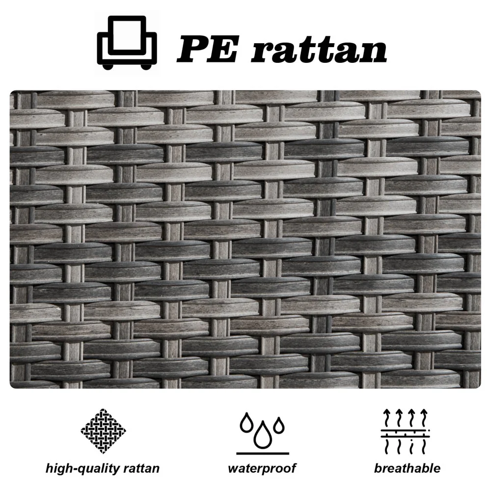 Ovios Patio Vultros 8-Piece Set With Swivel Chair and Rectangle 42'' Propane Fire Pit Table