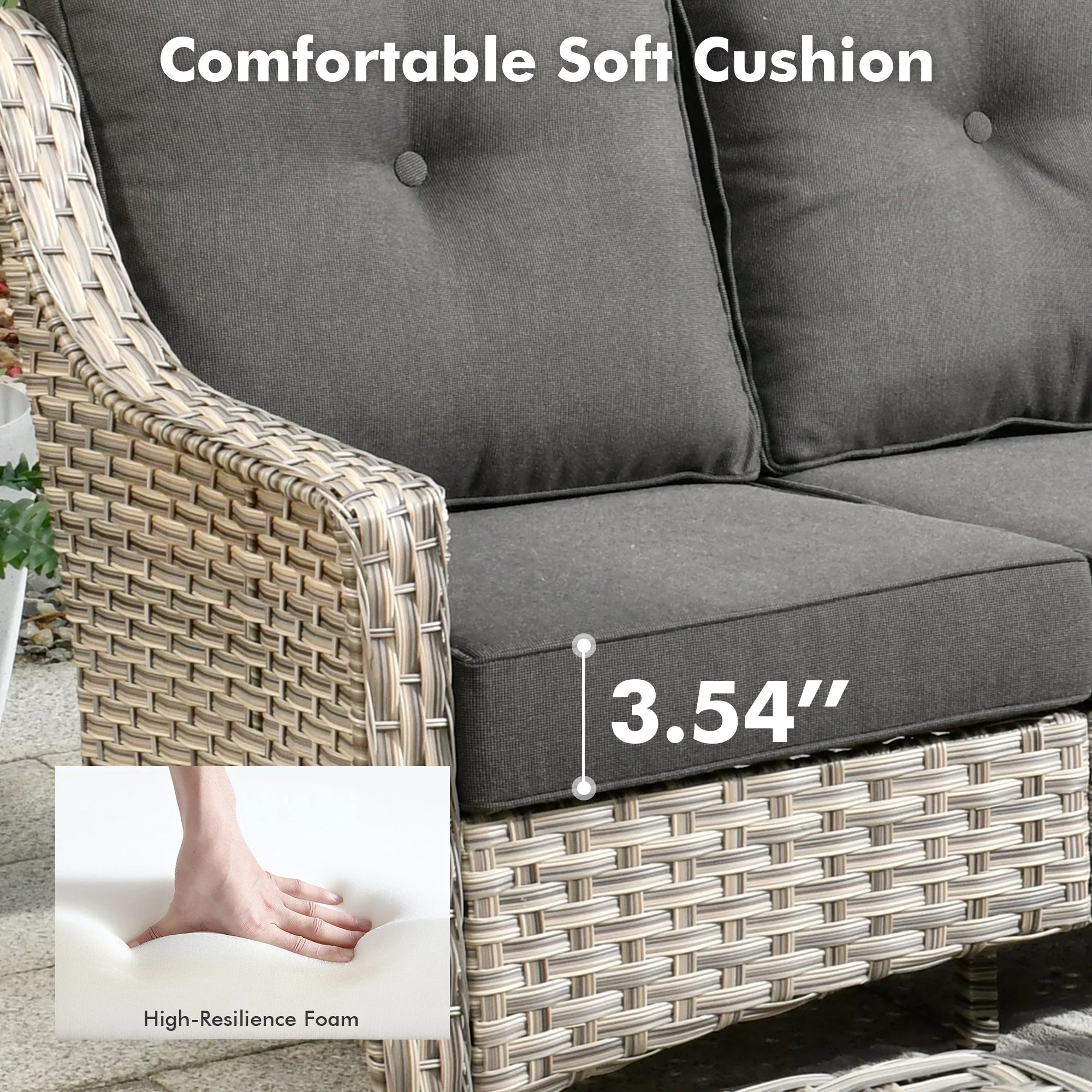 Ovios Conversation Set 5-Piece PAD Series include Rocking Chair & 47