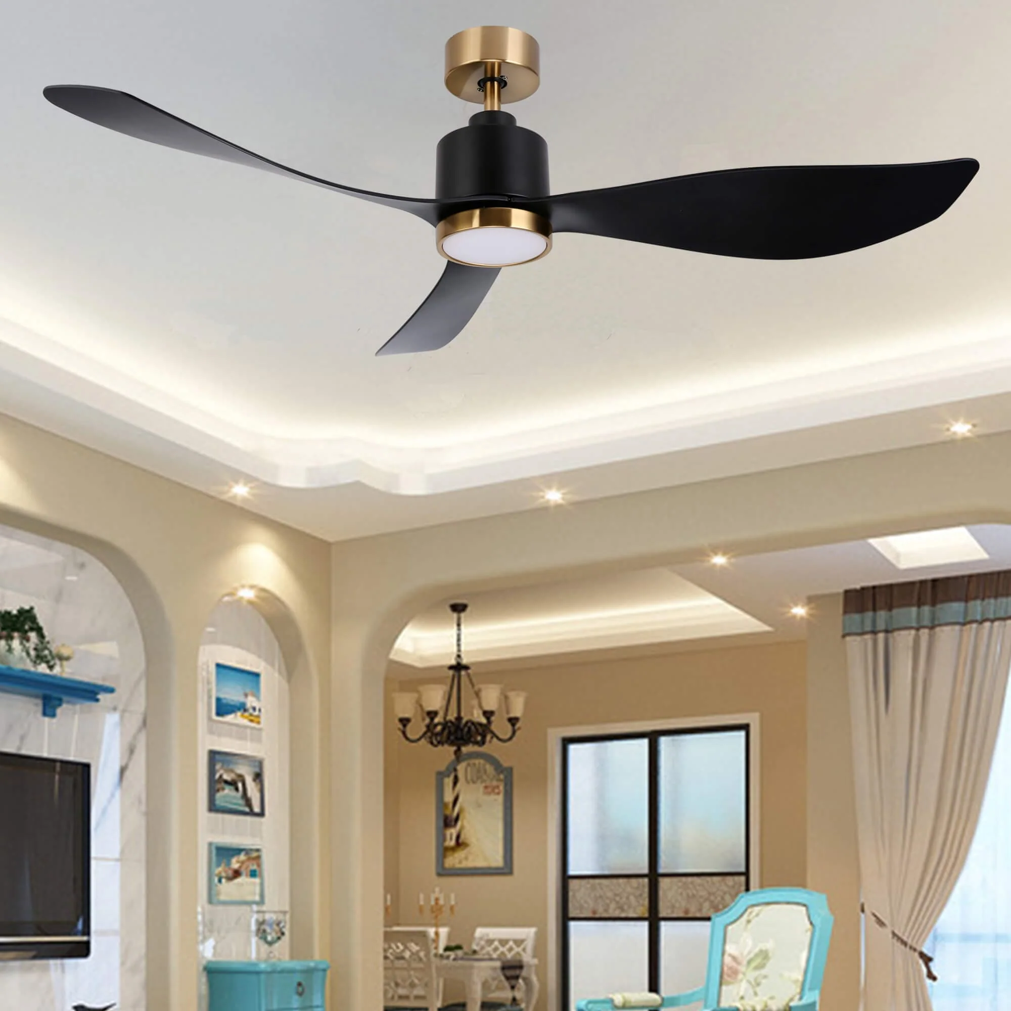Ovios 52'' Ceiling Fan Reversible 3 Blades with Remote Control Lights, DC Motor