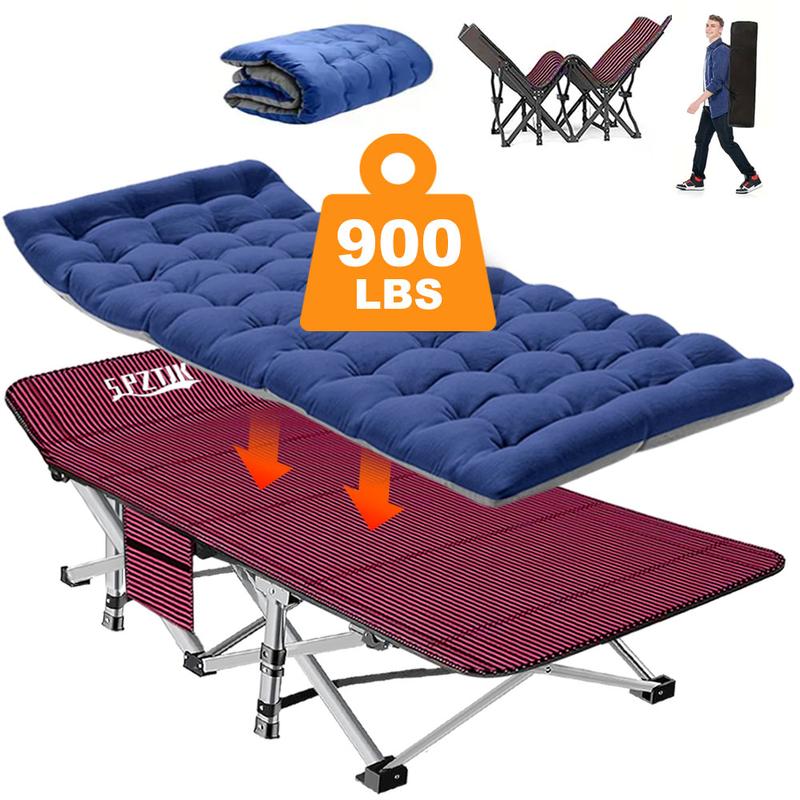 Heavy Duty Double Layer Folding Bed - 1200D 900lb Loading Cot For Adults, Portable Camping Guest Bed With Mattress And Carrying Bag For Home And Outdoor Sleeping, MattressCarrying Bag Home Camping