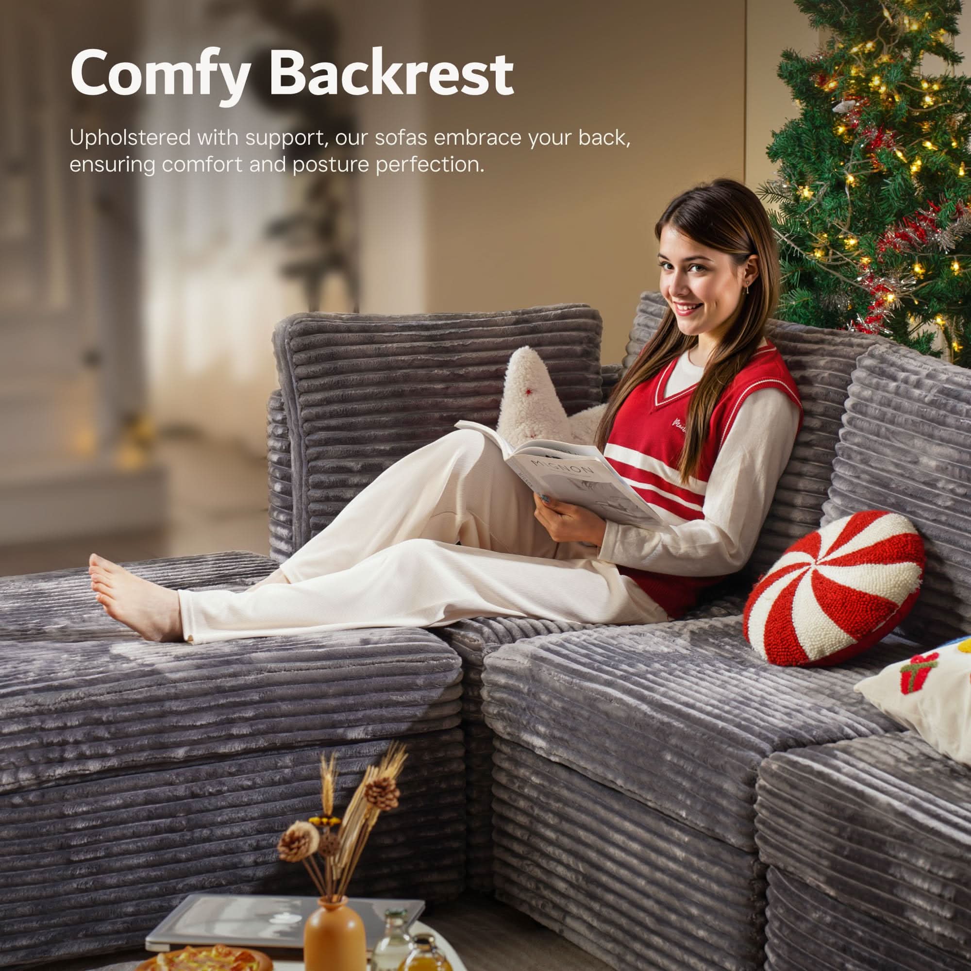 Ovios Oversized Modular Sectional Couch, Cloud Couches for Living Room,Deep Seat Upholstered Convertible Sleeper Sofa