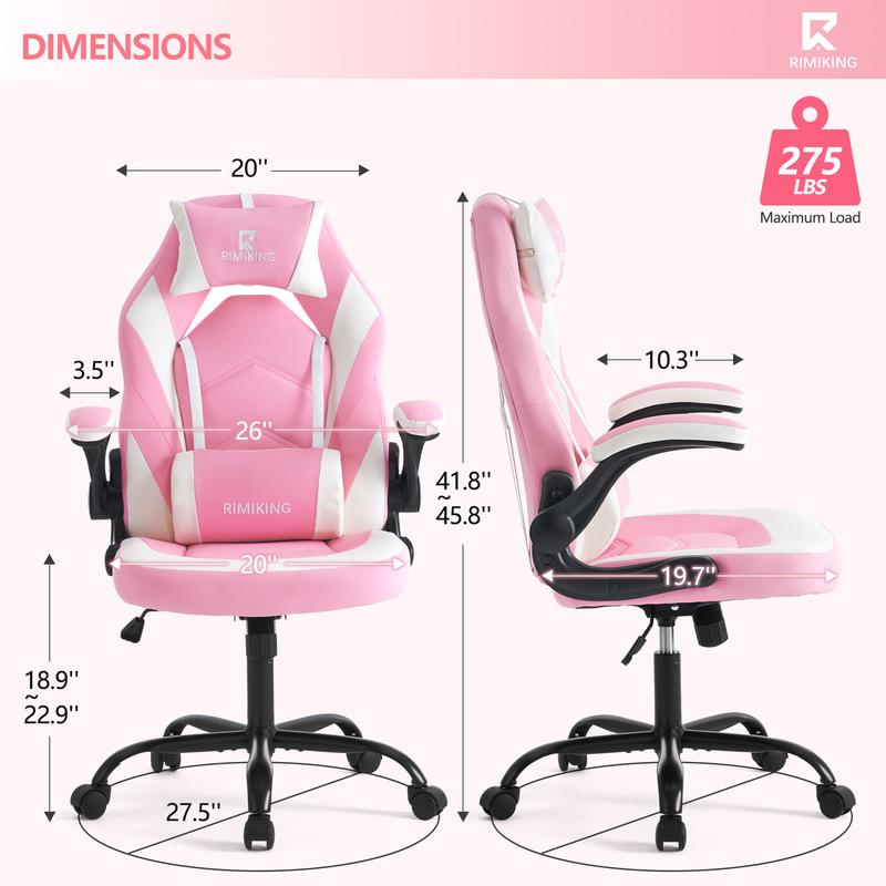 RIMIKING Shelby Series Ergonomic Gaming Chair, Adjustable Recliner, Lumbar Support, Heavy-Duty Office Chair,275 lbs Weight Capacity,3896