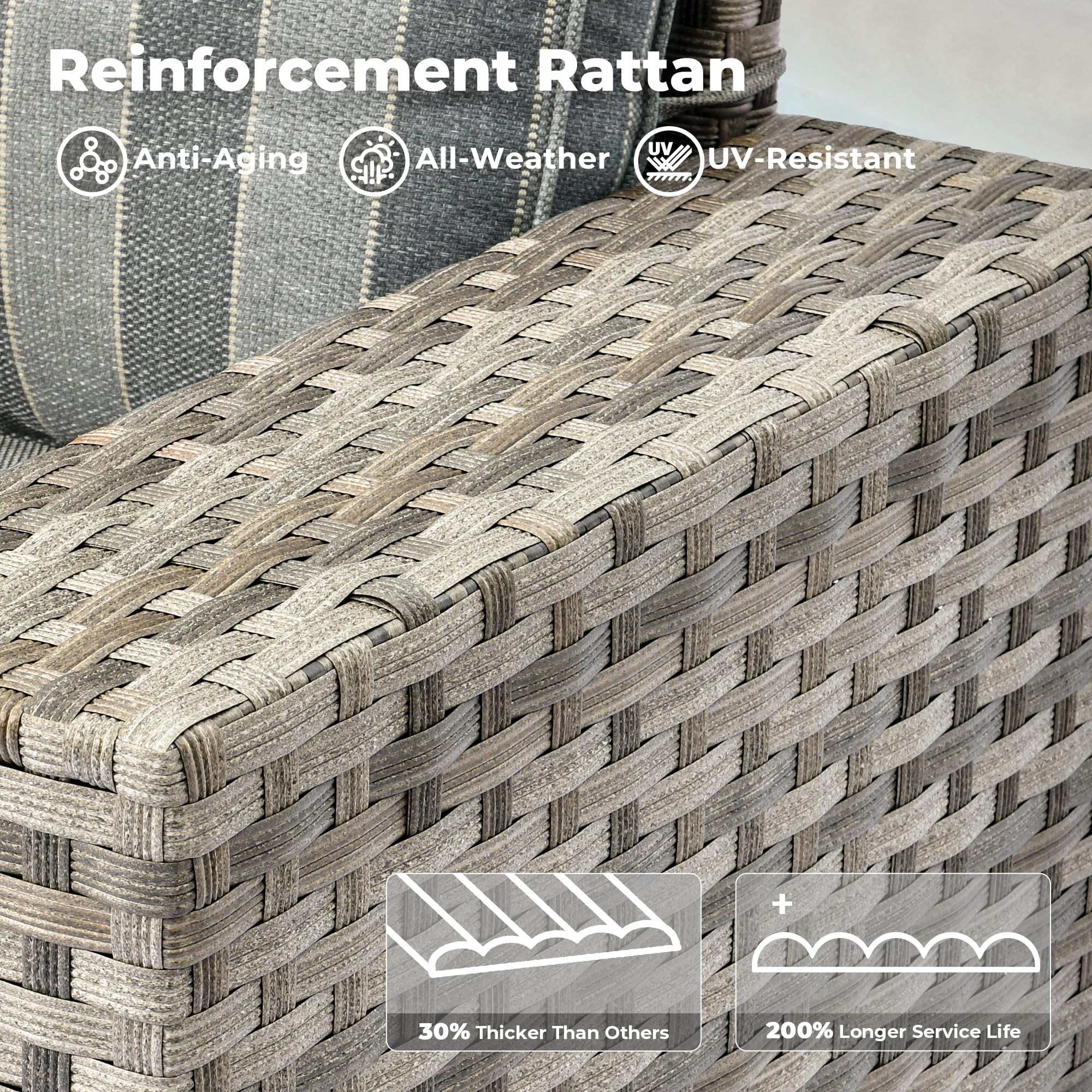 Ovios 9-Piece Outdoor Furniture Set with 7.68'' Wide Armrests