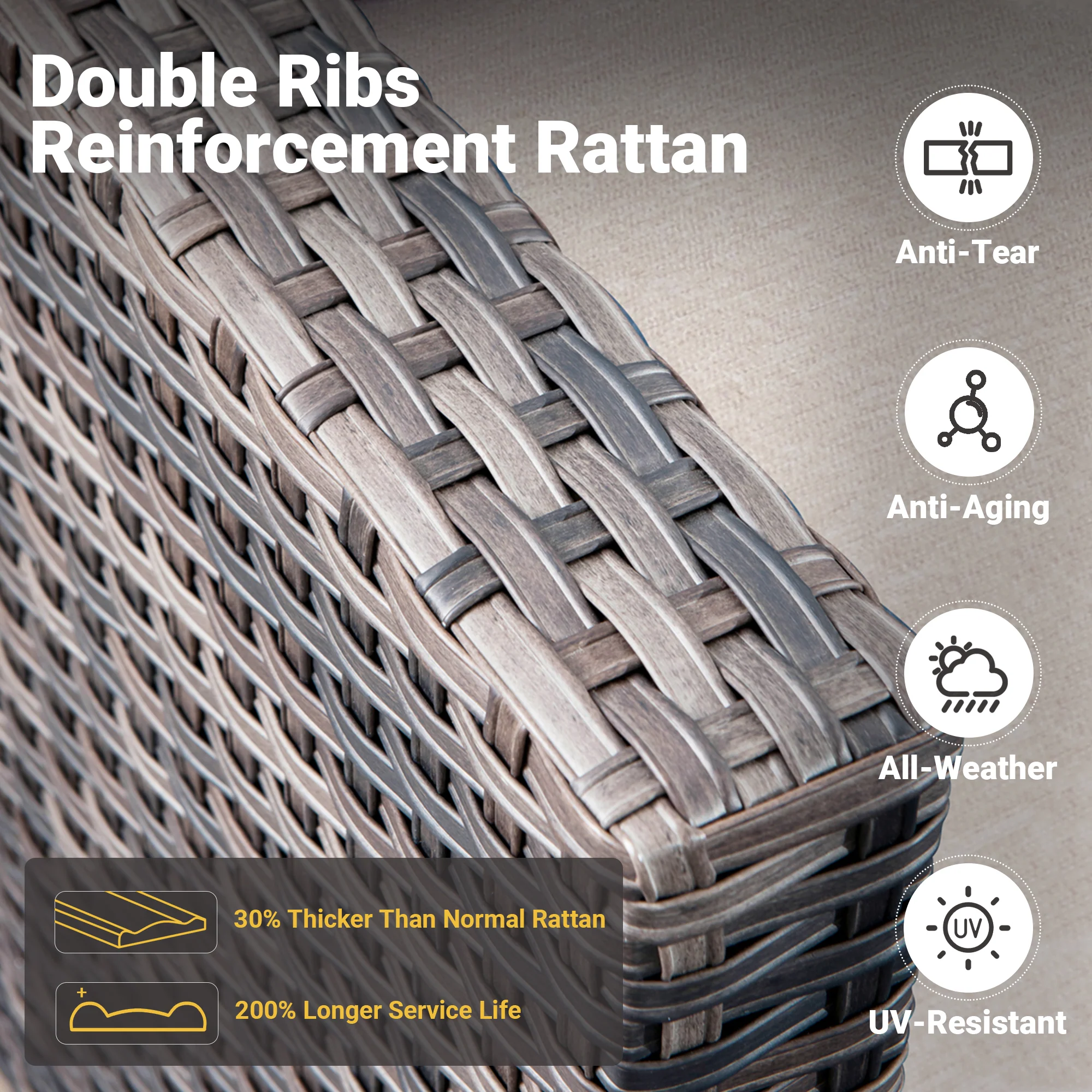 Ovios Patio Furniture Set 5-Piece with 30'' Fire Pit Table and Vultros Chairs