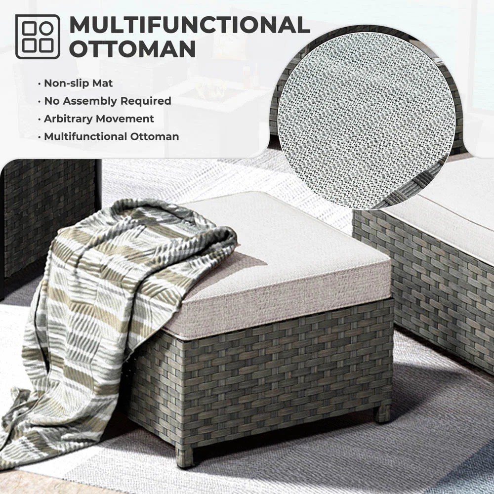 Ovios New Rimaru Series Patio Furniture Set 15-Piece include Swivel Chairs and 42