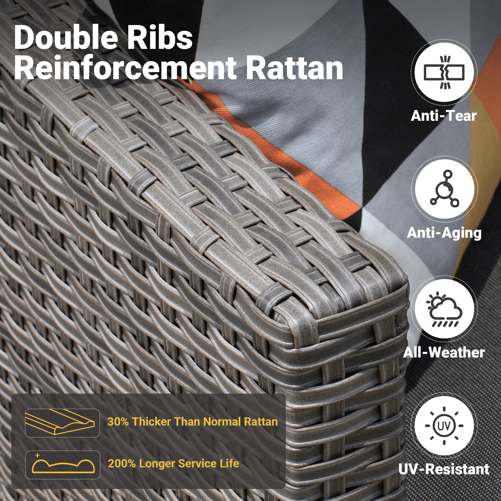 Ovios Patio Furniture Set 5-Piece with 30'' Fire Pit Table and Vultros Chairs