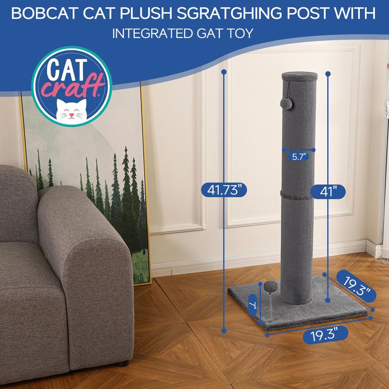 Made4pets Cat Craft Cat Scratching Post, Tall Scratch Post, Carpet Cat Scratching Post with Replaceable Toys, Sturdy Base, big size Indoor Play