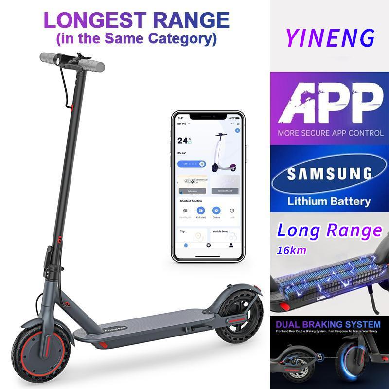 JIUNENG Electric Scooter 16MPH 350W Motor 9-15Miles Range IP65 Waterproof Foldable Design 2024 Dual Braking System Lithium Battery