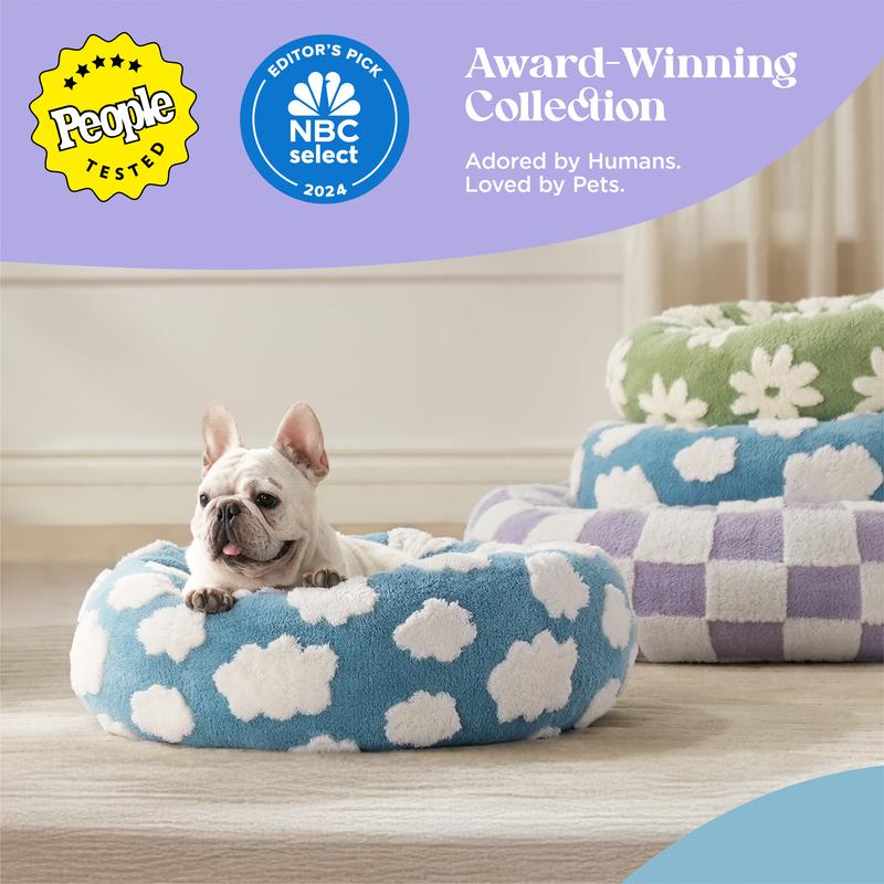 Lesure Donut Dog Bed, Cute Calming Bed for Small/Medium/Large Dogs & Cats, Camas para Perros, Washable, Round Pet Bed, Anti-Slip Bottom, Pet Supplies（Gift of pet hair cleaning tools）