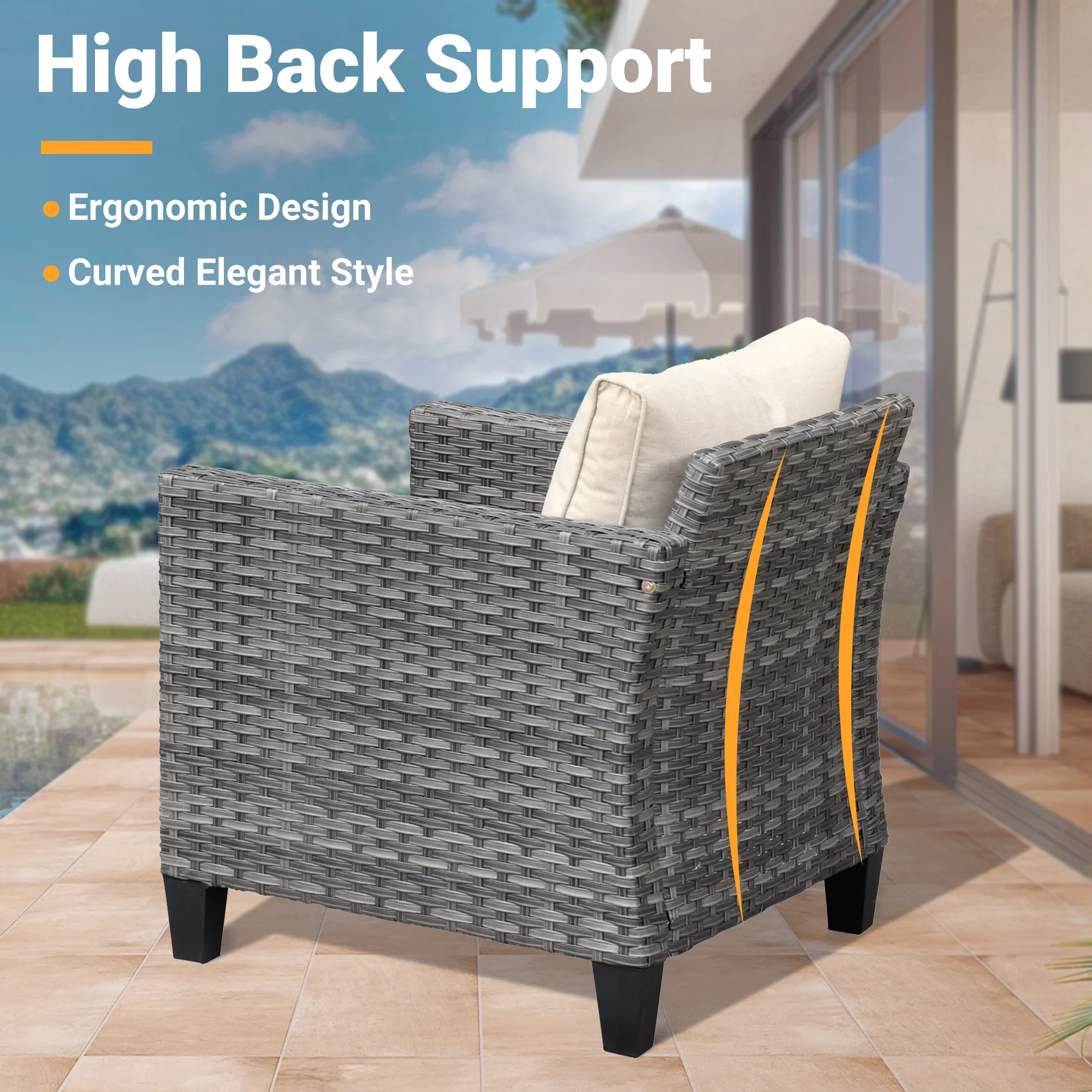 Ovios Patio Furniture Set 5-Piece with 30'' Fire Pit Table and Vultros Chairs