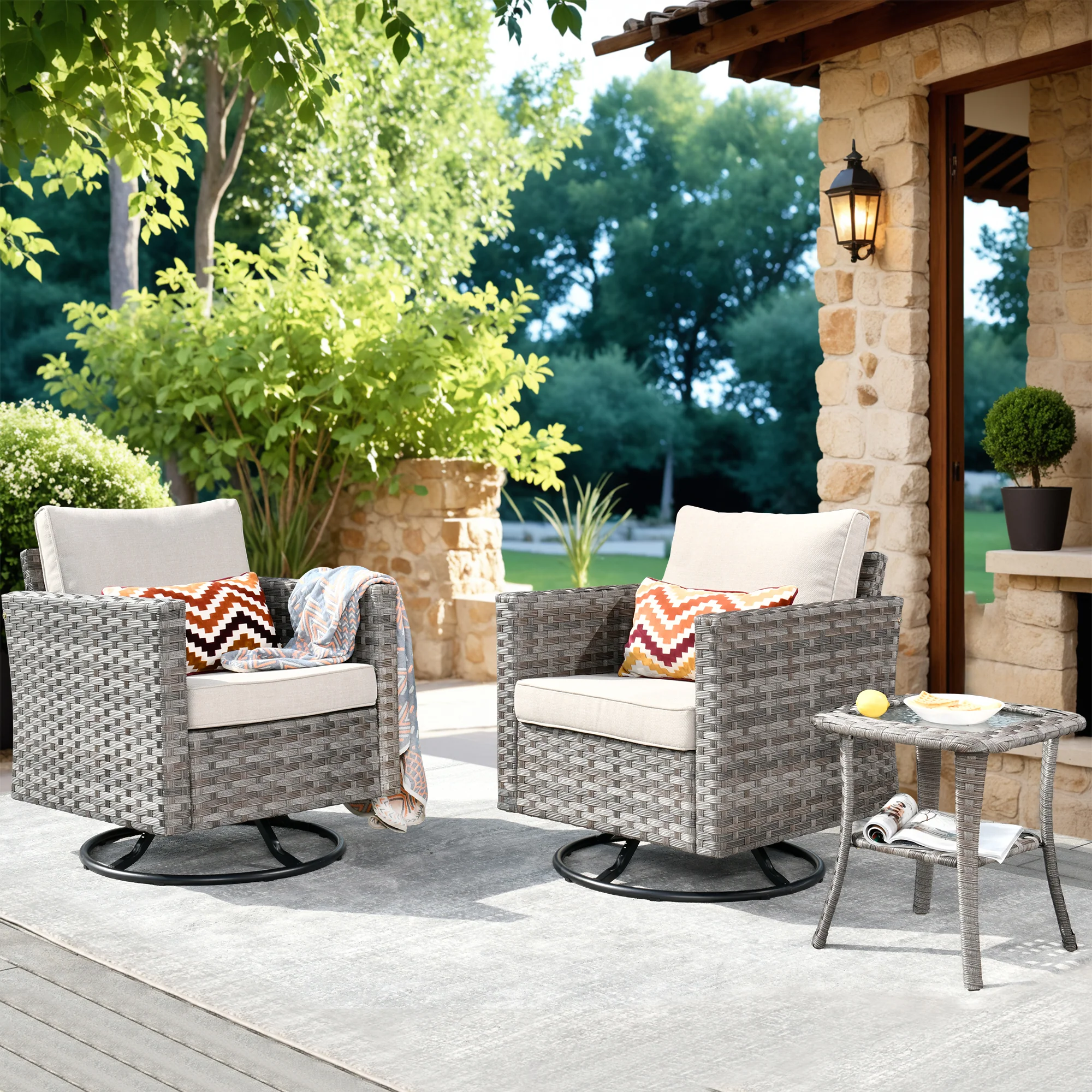 Ovios Rocking Chair Outdoor Table and Chairs matching BBR broad handrails series