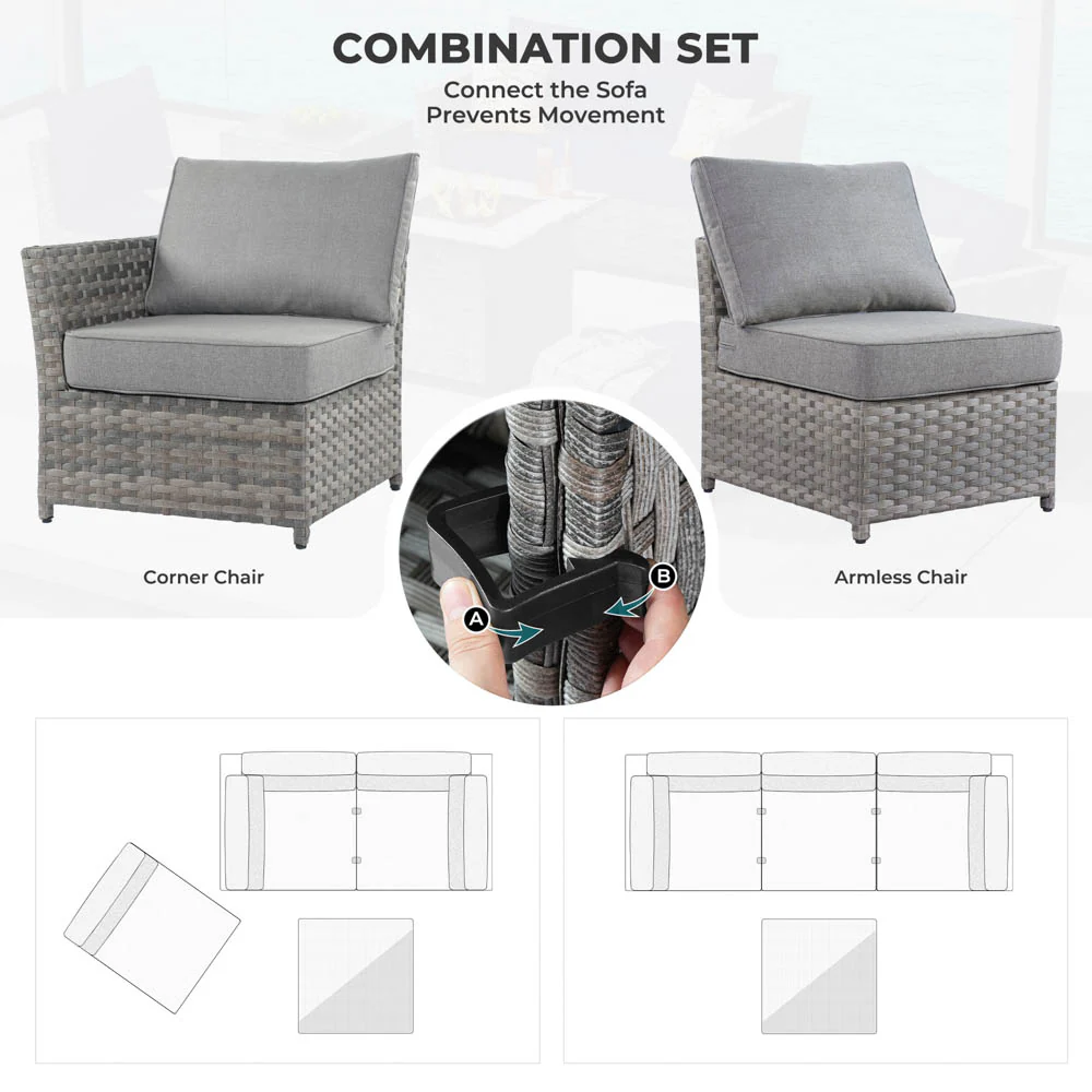 Ovios New Rimaru Series Patio Furniture Set  7-Piece include Swivel Chairs Set Partially Assembled