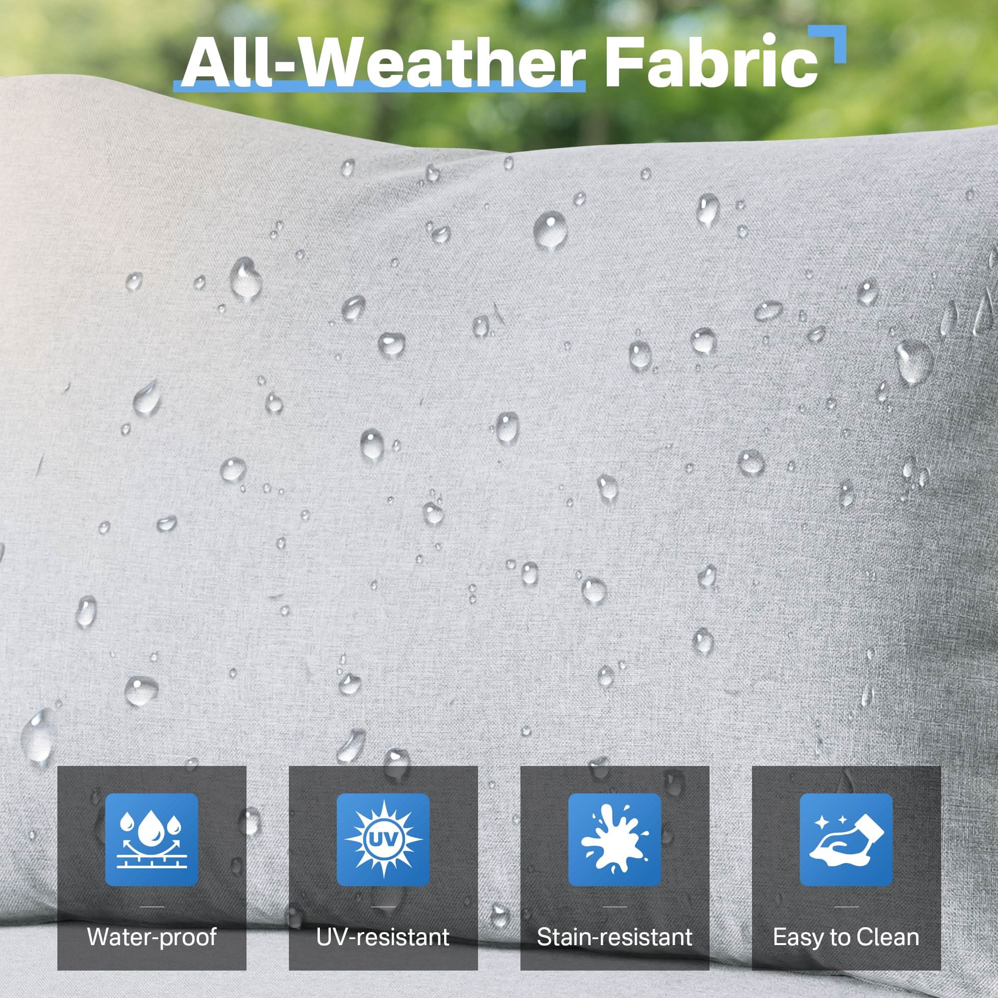 Ovios Outdoor 8 Piece Patio Furniture Set with Fire Pit Table,Conversation Sectional Wicker Couch with Coffee Table