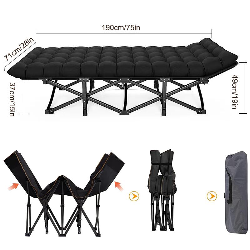 Heavy Duty Double Layer Folding Bed - 1200D 900lb Loading Cot For Adults, Portable Camping Guest Bed With Mattress And Carrying Bag For Home And Outdoor Sleeping, MattressCarrying Bag Home Camping