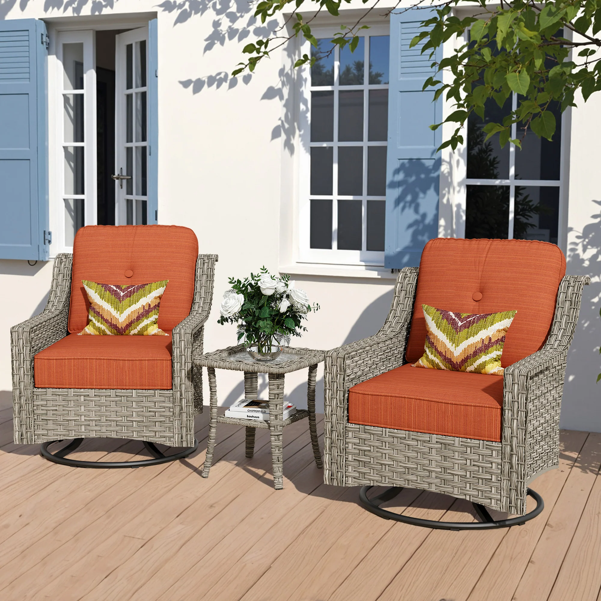 Ovios Conversation Set 3-Piece PAD Series,Swivel Chair