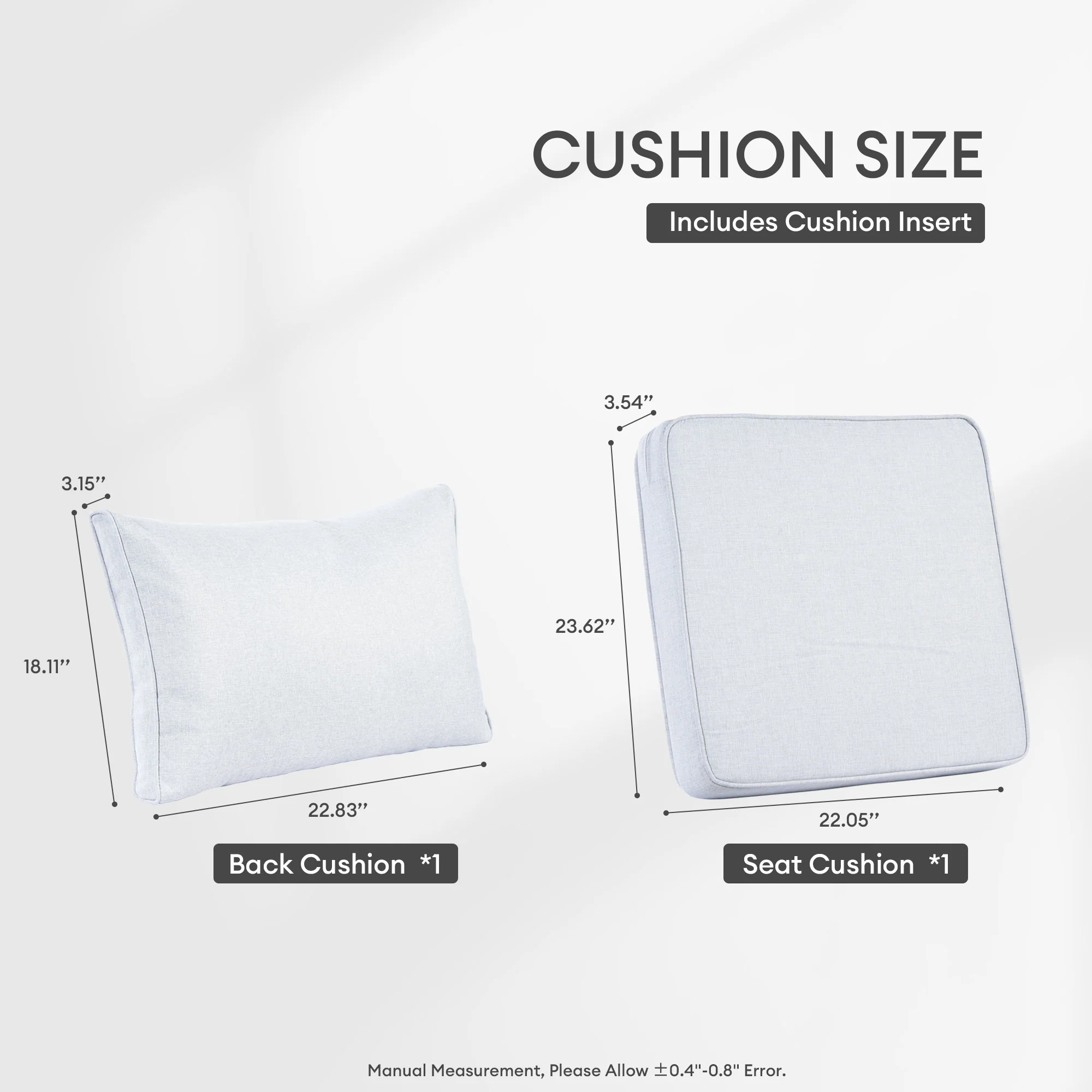 Ovios Vultros Series Replacement Seat, Back, Ottoman Cushion (Refer to the Dimension in Description)