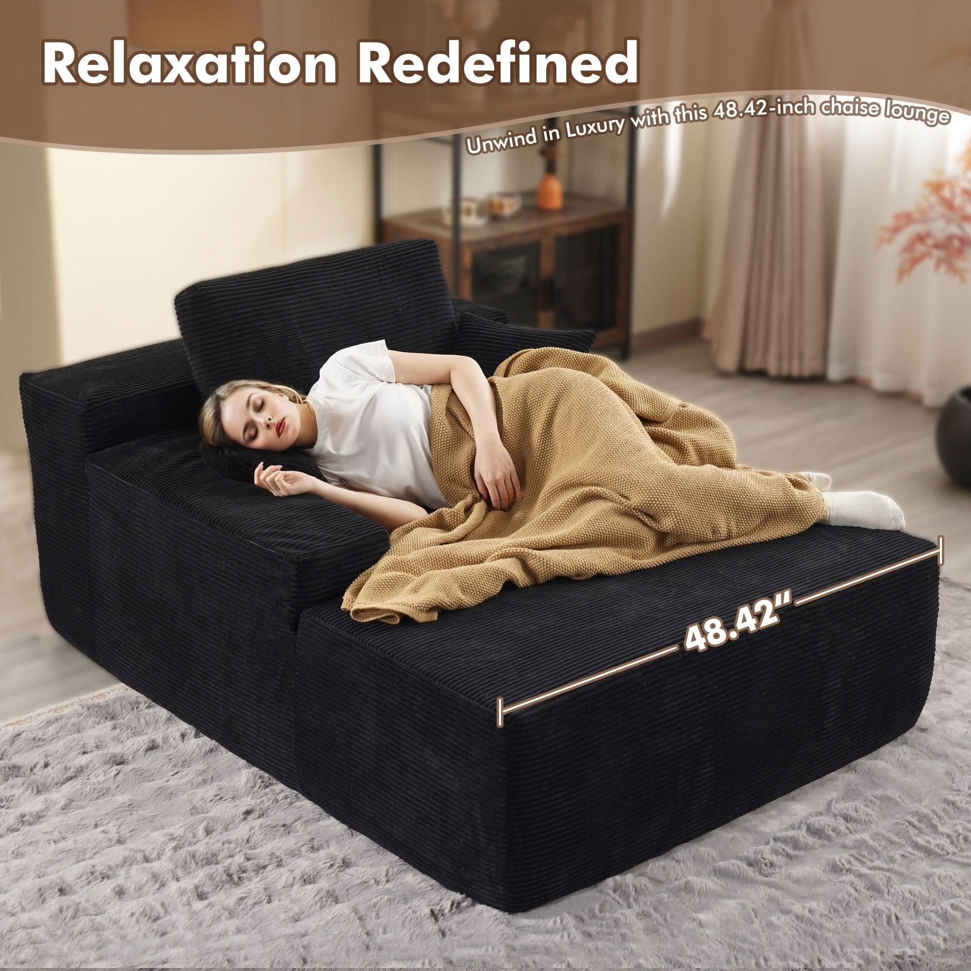 Ovios 67''x48'' Chaise Lounge Chair Indoor, Oversized Upholstered Sofa Bed