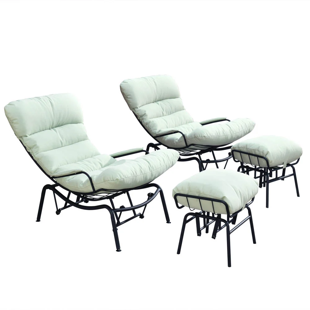 Ovios Patio 2-Piece Rocking Chair with Ottoman, Olefin Fabric