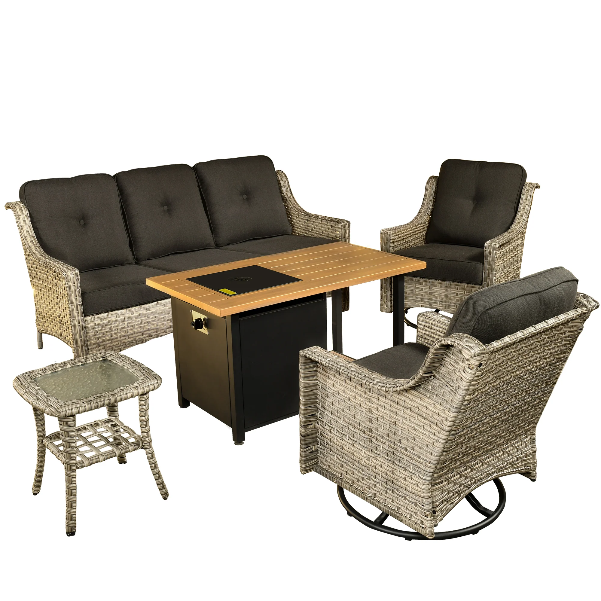 Ovios Conversation Set 5-Piece PAD Series include Rocking Chair & 47