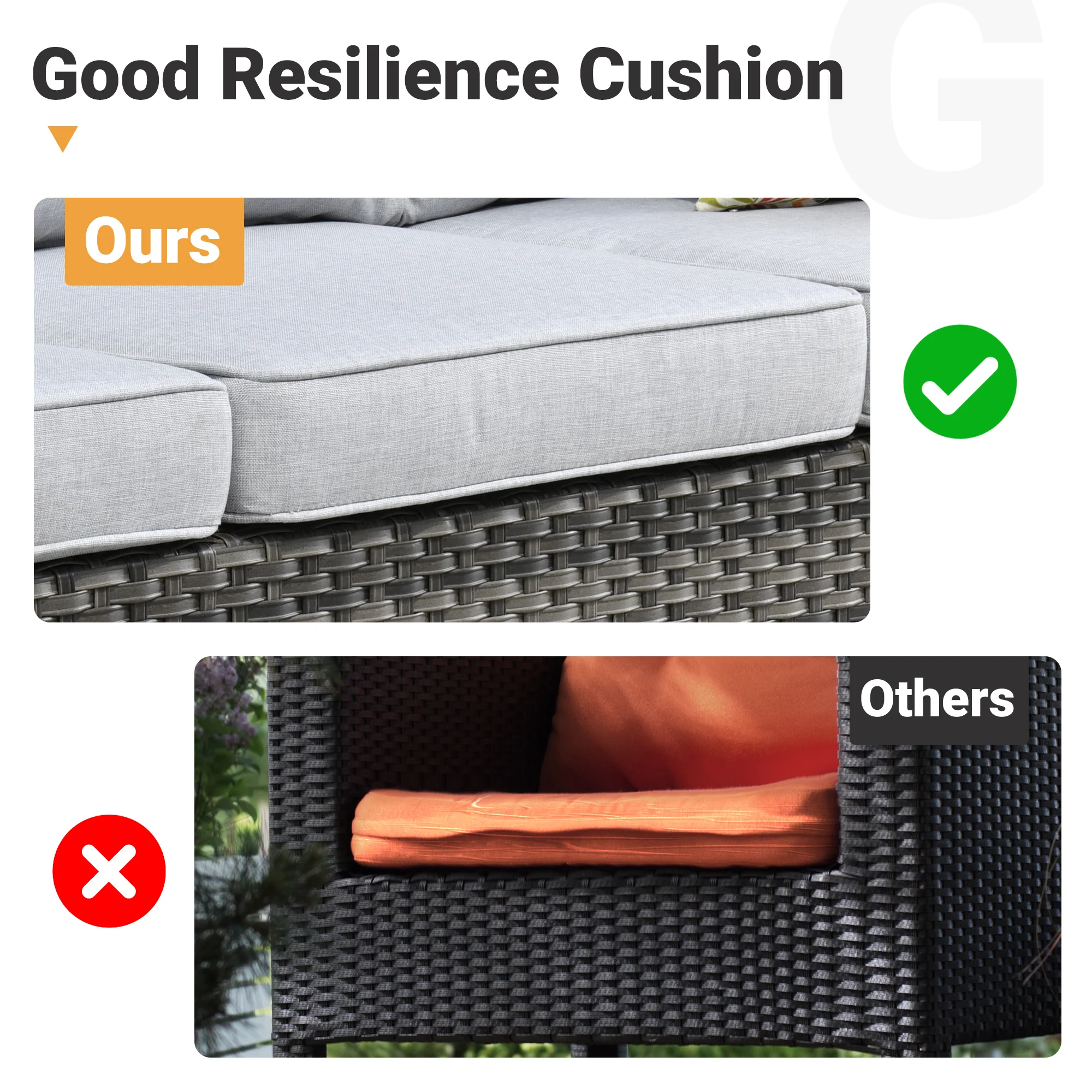 Ovios Patio Vultros Furniture Set 7-Person Seating with 30'' Propane Fire Pit Table