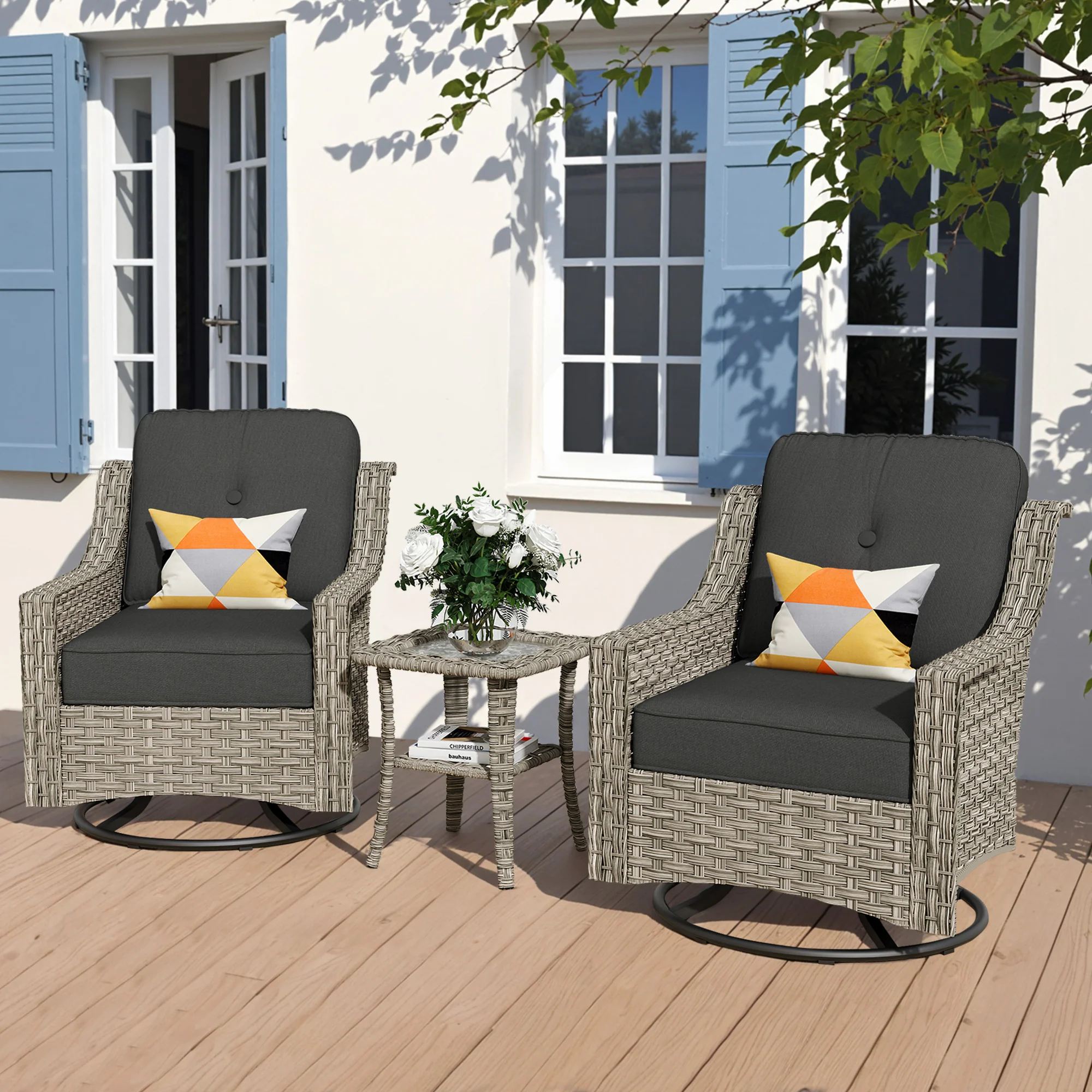 Ovios Conversation Set 3-Piece PAD Series,Swivel Chair