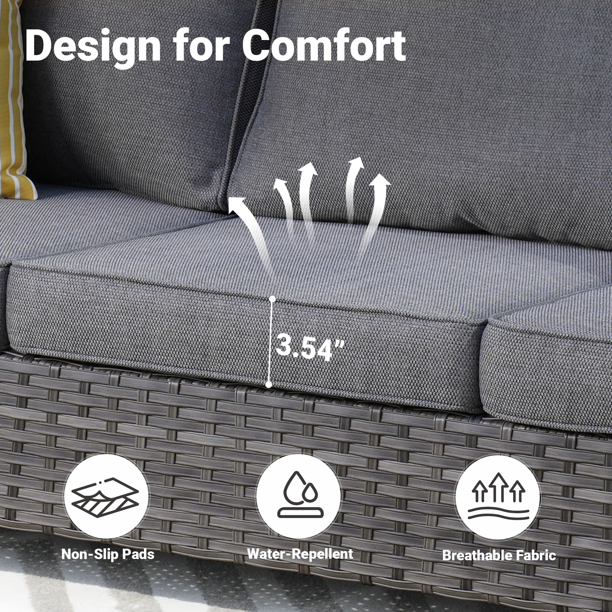 Ovios Patio Vultros 9-Piece Set with 2 Swivel Chairs and 30'' Propane Fire Pit Table