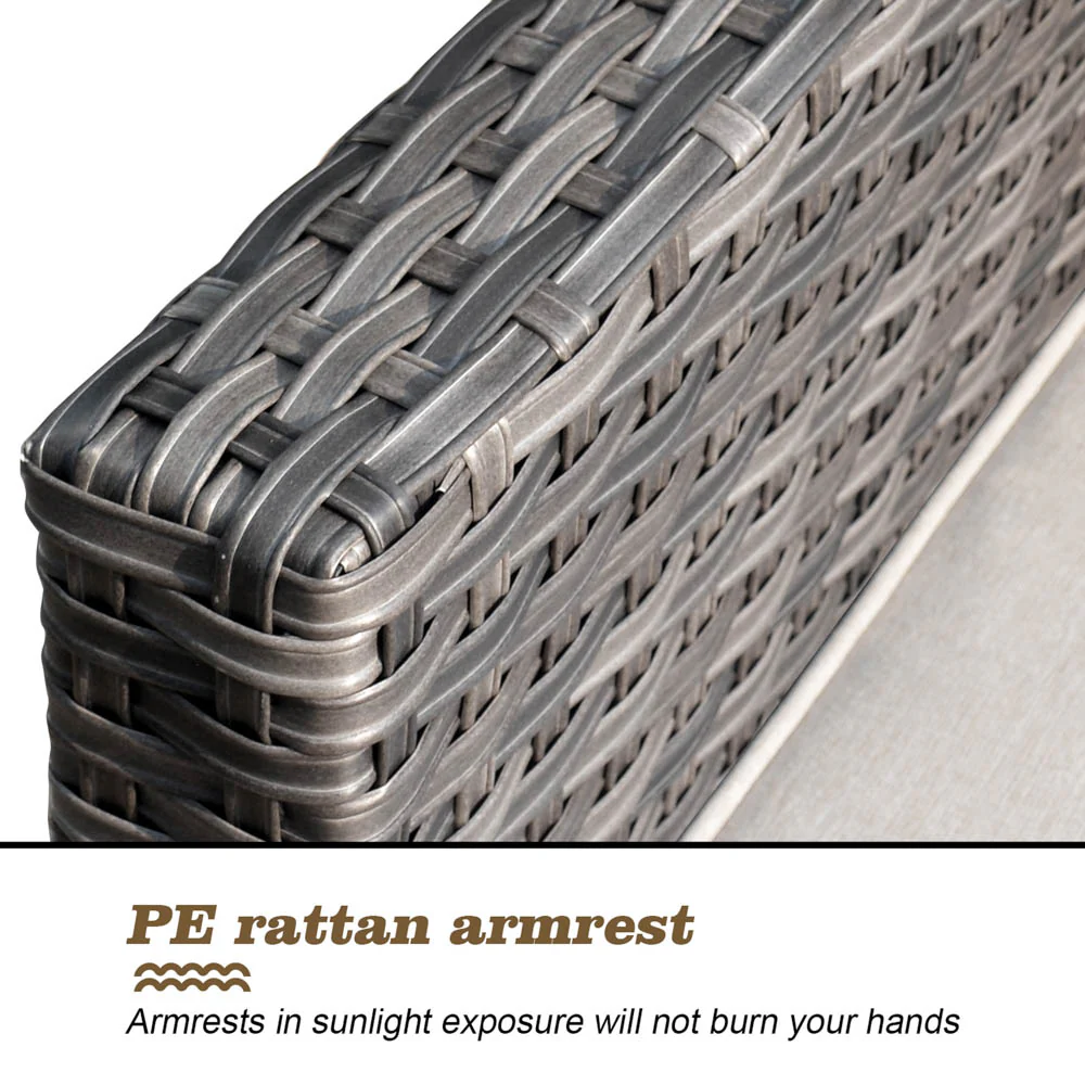 Ovios Patio Vultros 8-Piece Set With Swivel Chair and Rectangle 42'' Propane Fire Pit Table