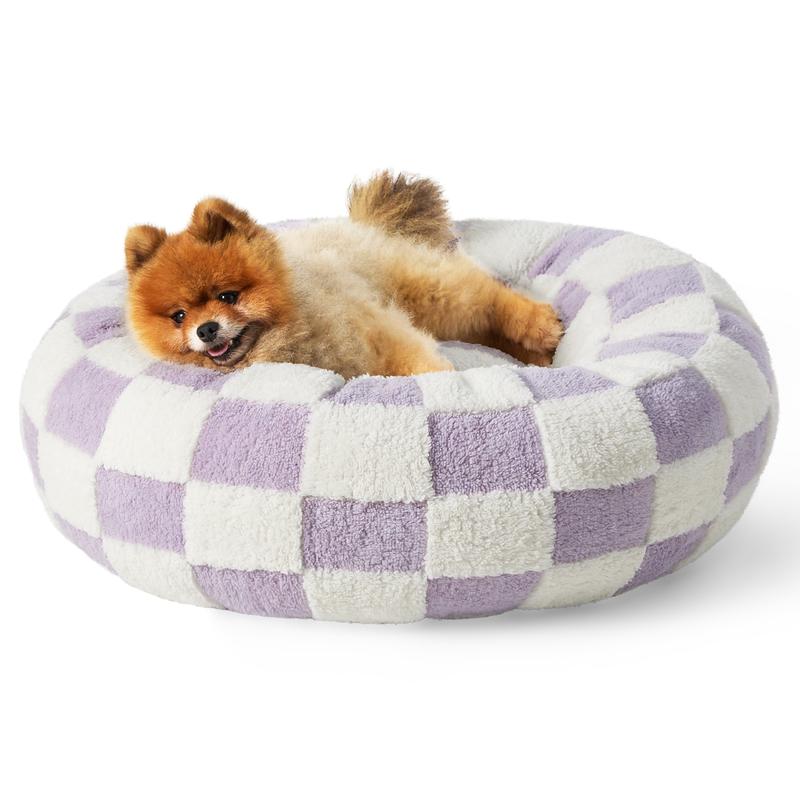Lesure Donut Dog Bed, Cute Calming Bed for Small/Medium/Large Dogs & Cats, Camas para Perros, Washable, Round Pet Bed, Anti-Slip Bottom, Pet Supplies（Gift of pet hair cleaning tools）