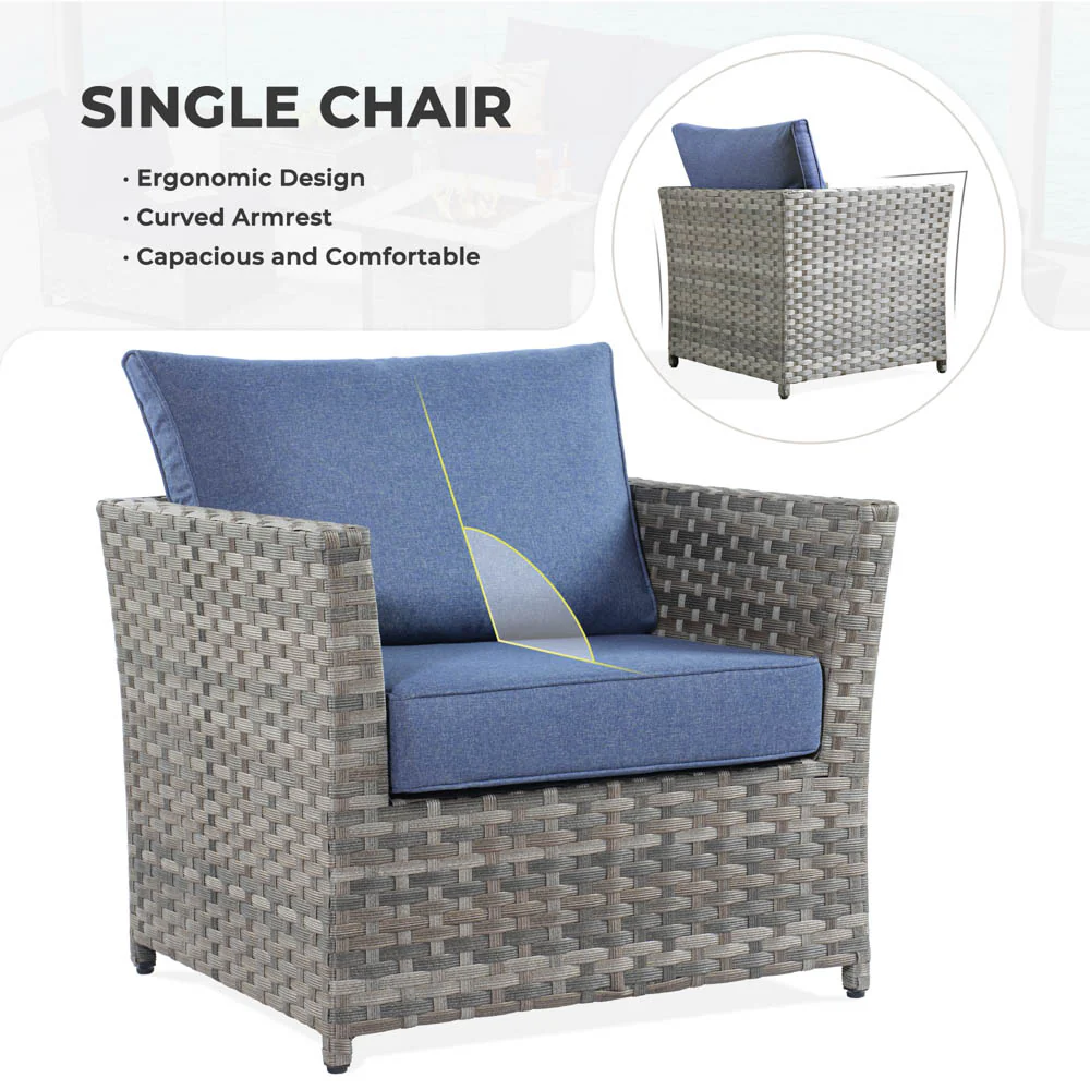 Ovios New Rimaru Series Patio Furniture Set 15-Piece include Swivel Chairs and 42