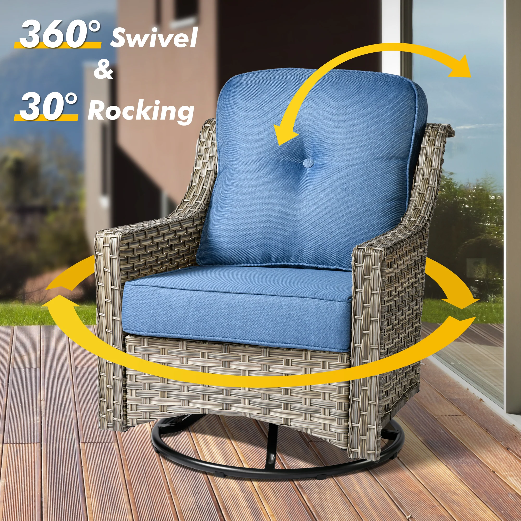 Ovios Conversation Set 5-Piece PAD Series include Rocking Chair & 47