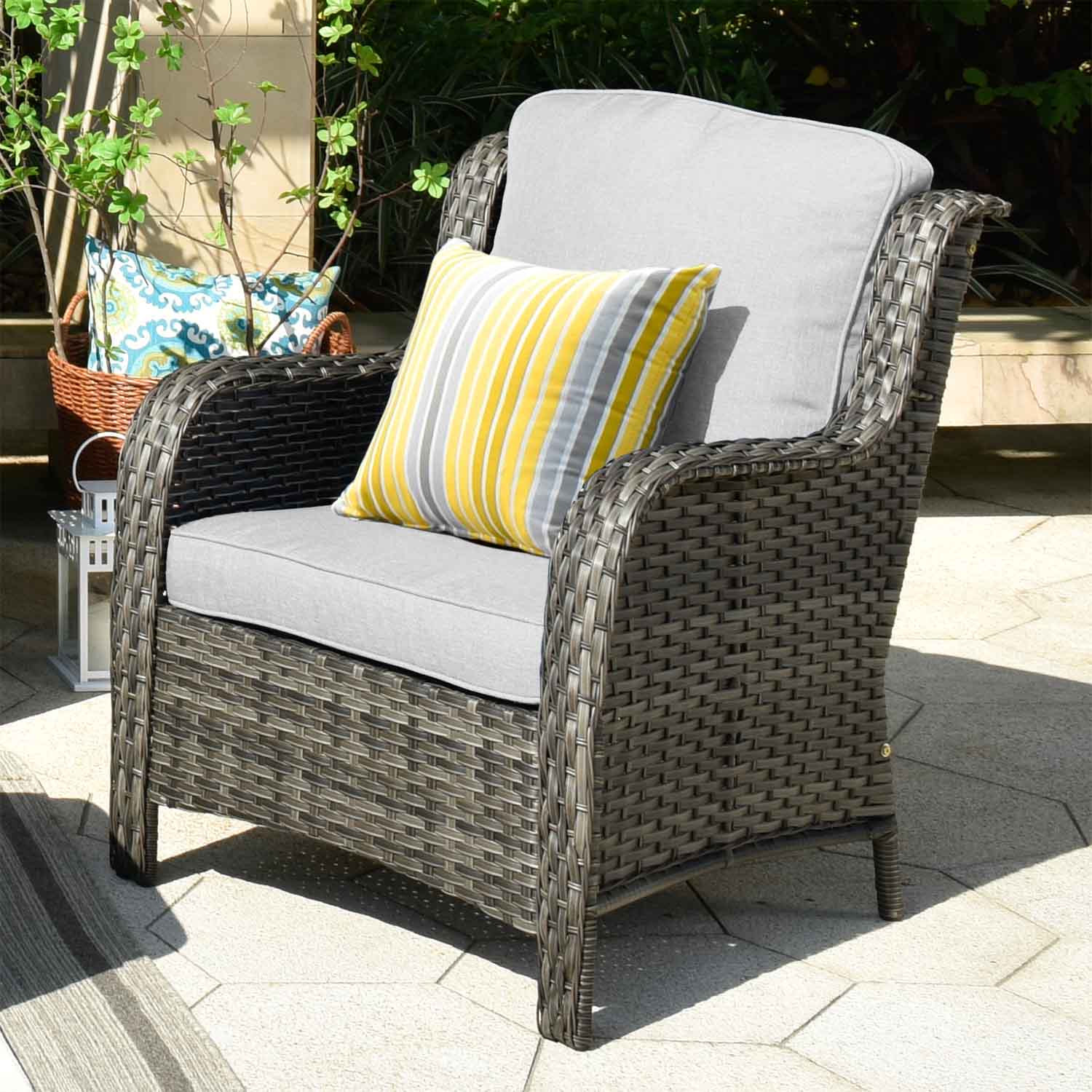 Ovios Outdoor Furniture 6-Piece with 30'' Fire Pit Table and Kenard 2 Rocking Chairs