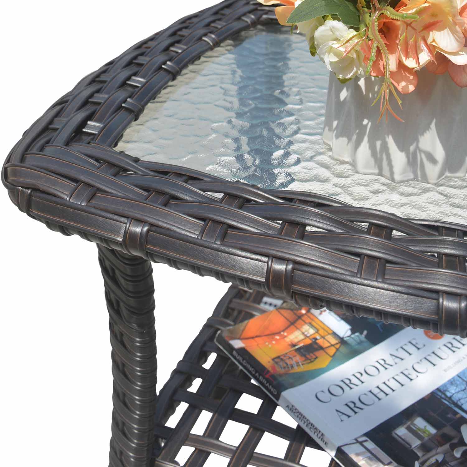 Ovios Balcony Side Table with Tempered Glass Top for GRS/NTC/HOP/NDS Series