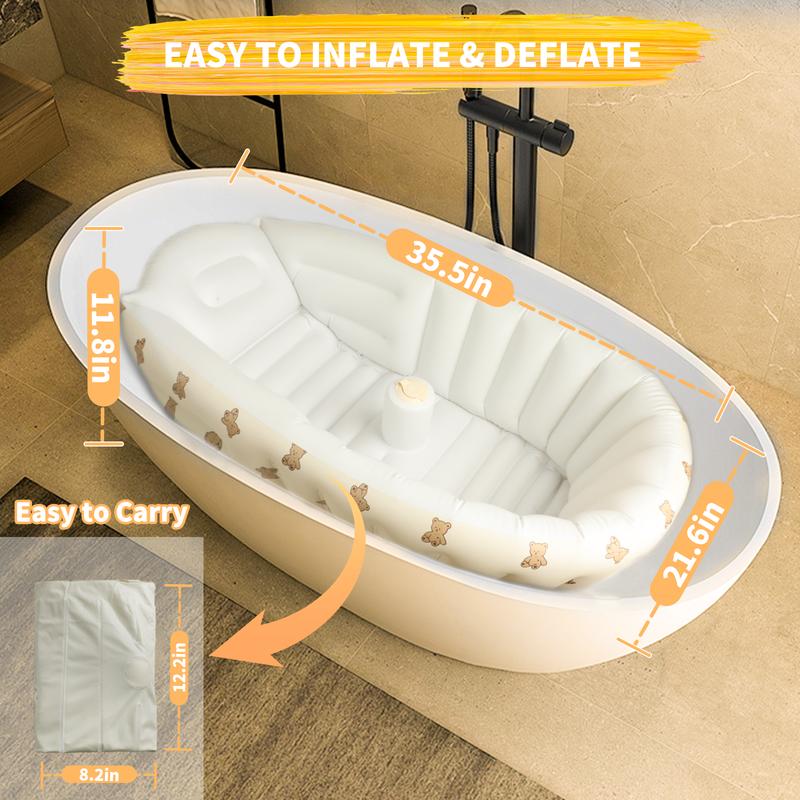 Inflatable Baby Bath Tub Portable Foldable Travel Mini Pool, Non-Slip Baby Pool for Sitting Up, Newborn Baby Bathtub&air Pump Accessories.