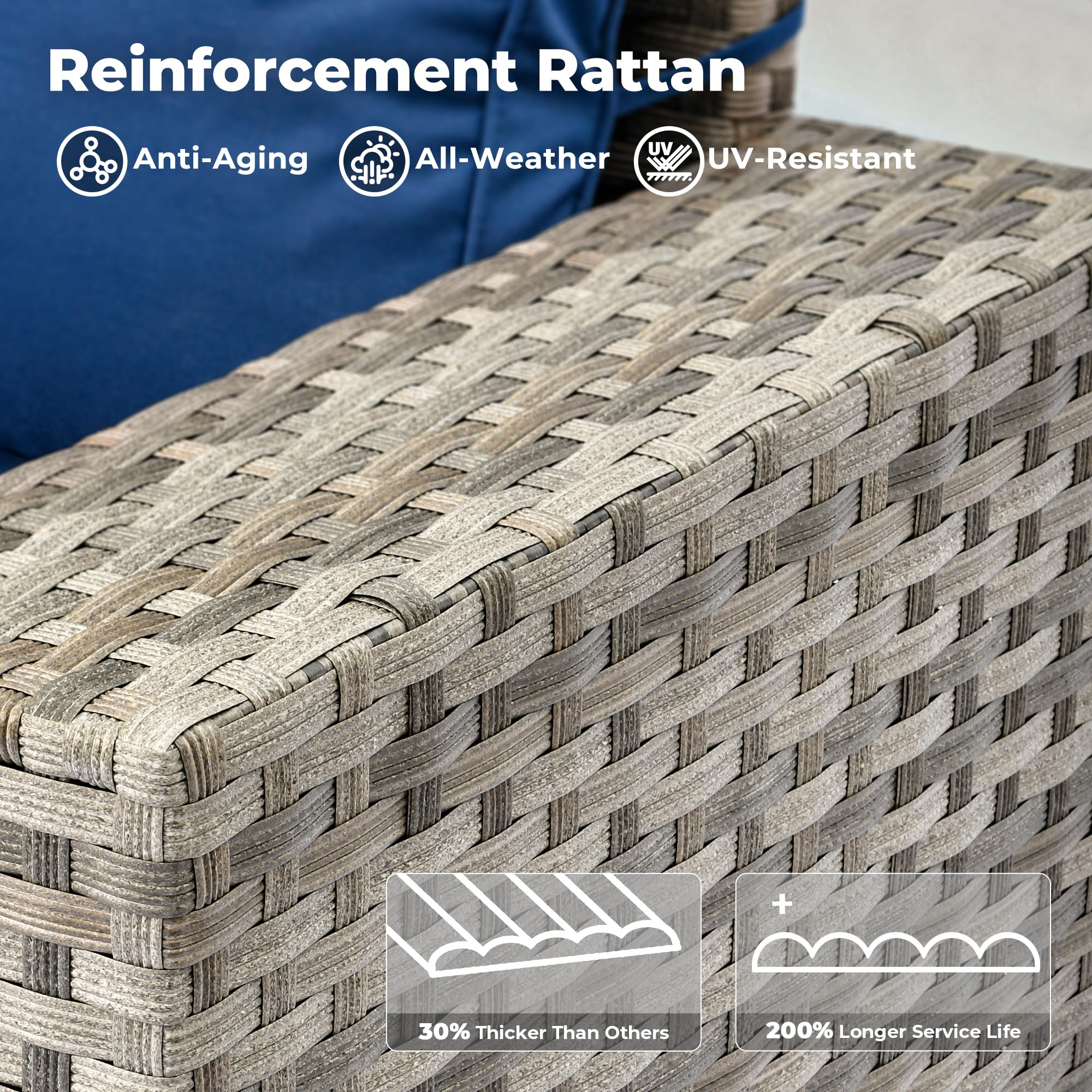 Ovios 9-Piece Outdoor Furniture Set with 7.68'' Wide Armrests