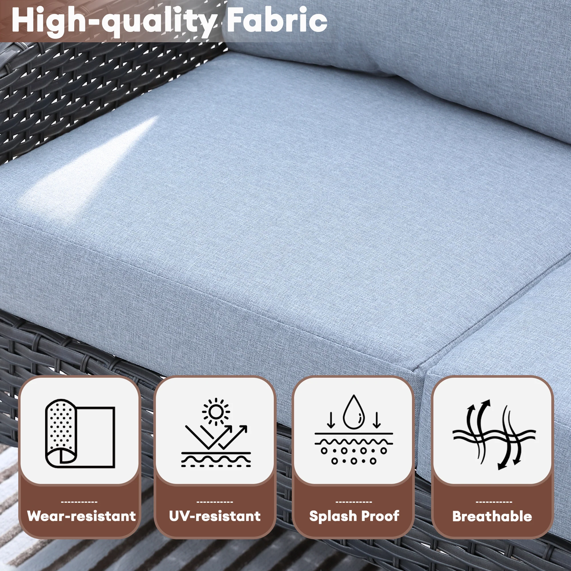 Ovios Patio Furniture Set New August 4 Piece High Back All Weather PE Wicker