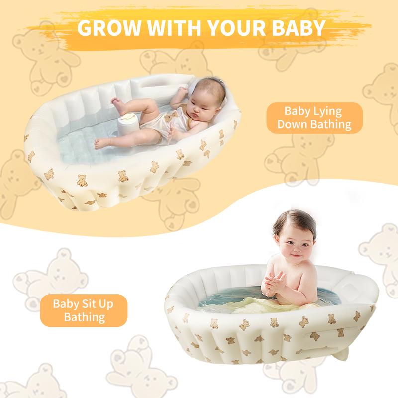 Inflatable Baby Bath Tub Portable Foldable Travel Mini Pool, Non-Slip Baby Pool for Sitting Up, Newborn Baby Bathtub&air Pump Accessories.