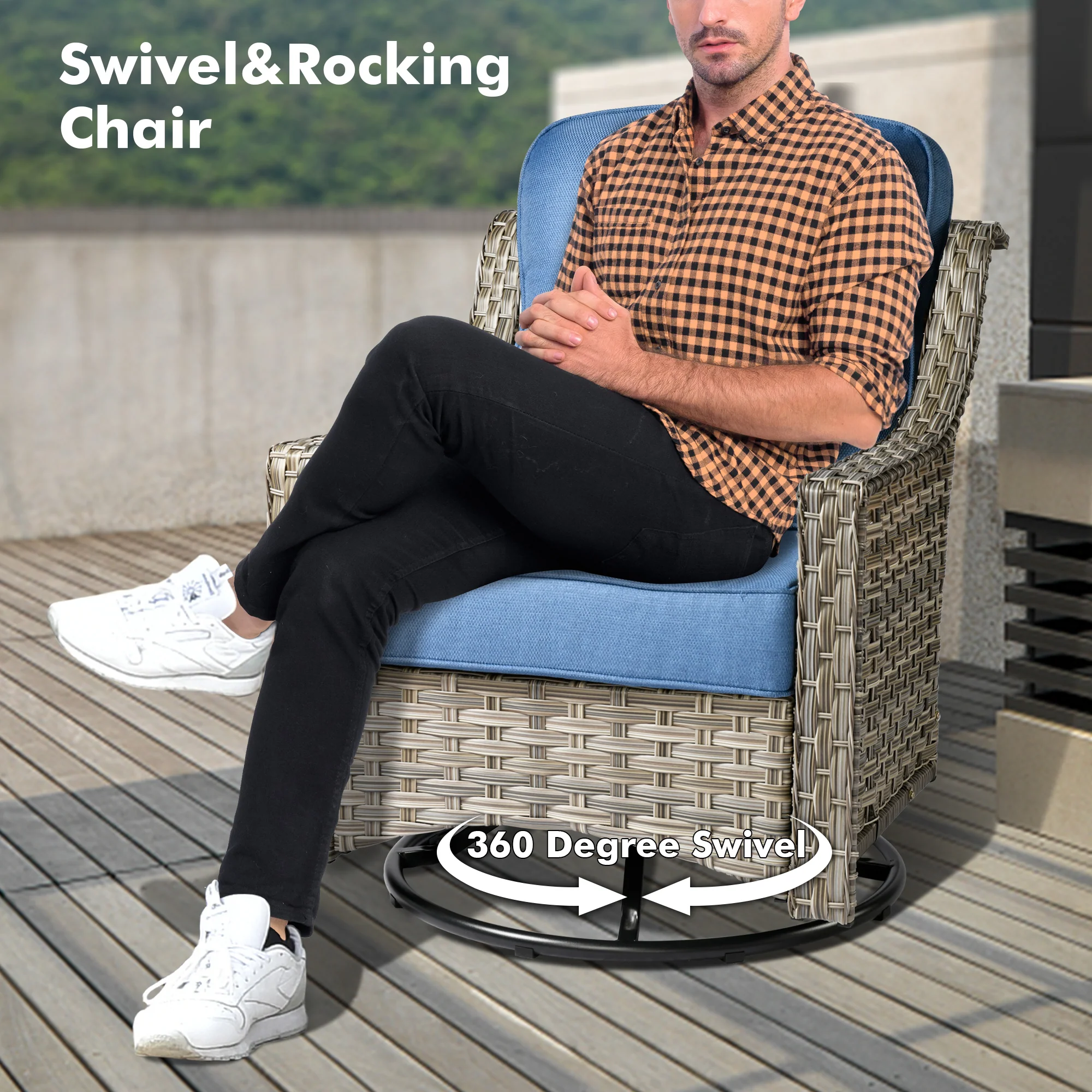 Ovios Outdoor 5 Pieces Coversation Set with 42