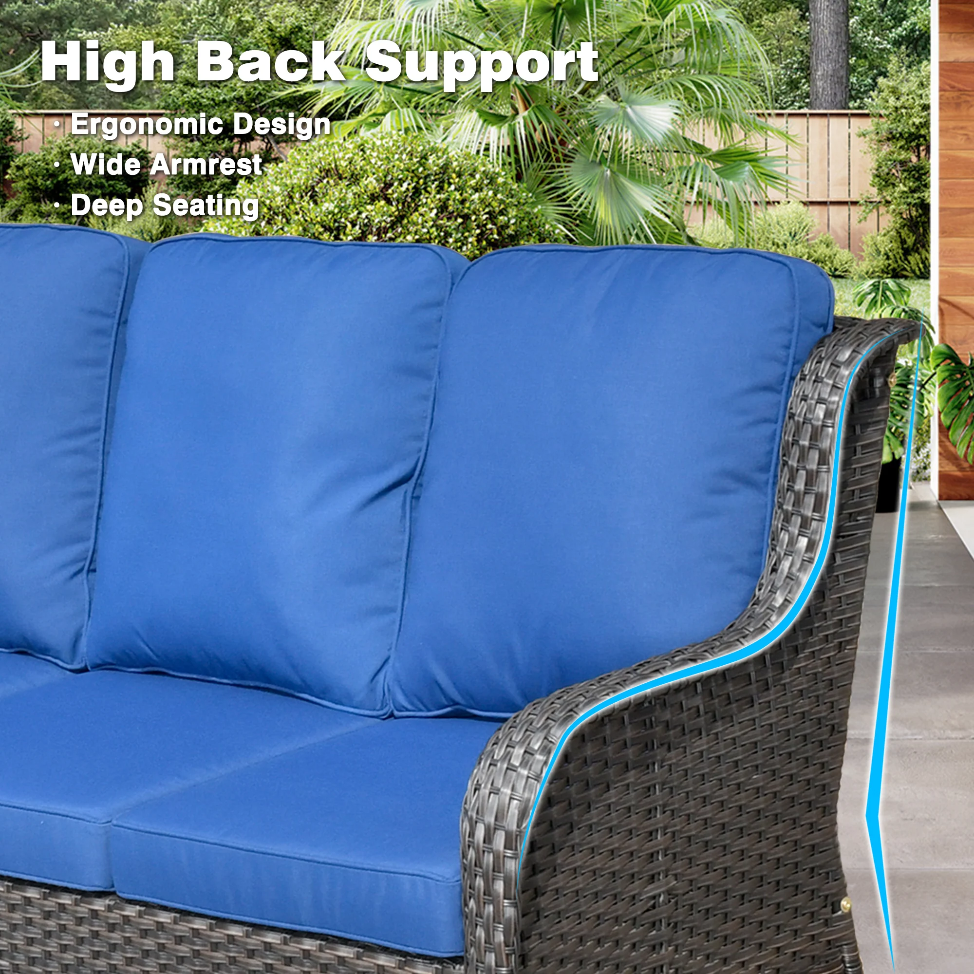 Ovios Outdoor Furniture 7-Piece with 42'' Fire Pit Table and Kenard 2 Rocking Chairs