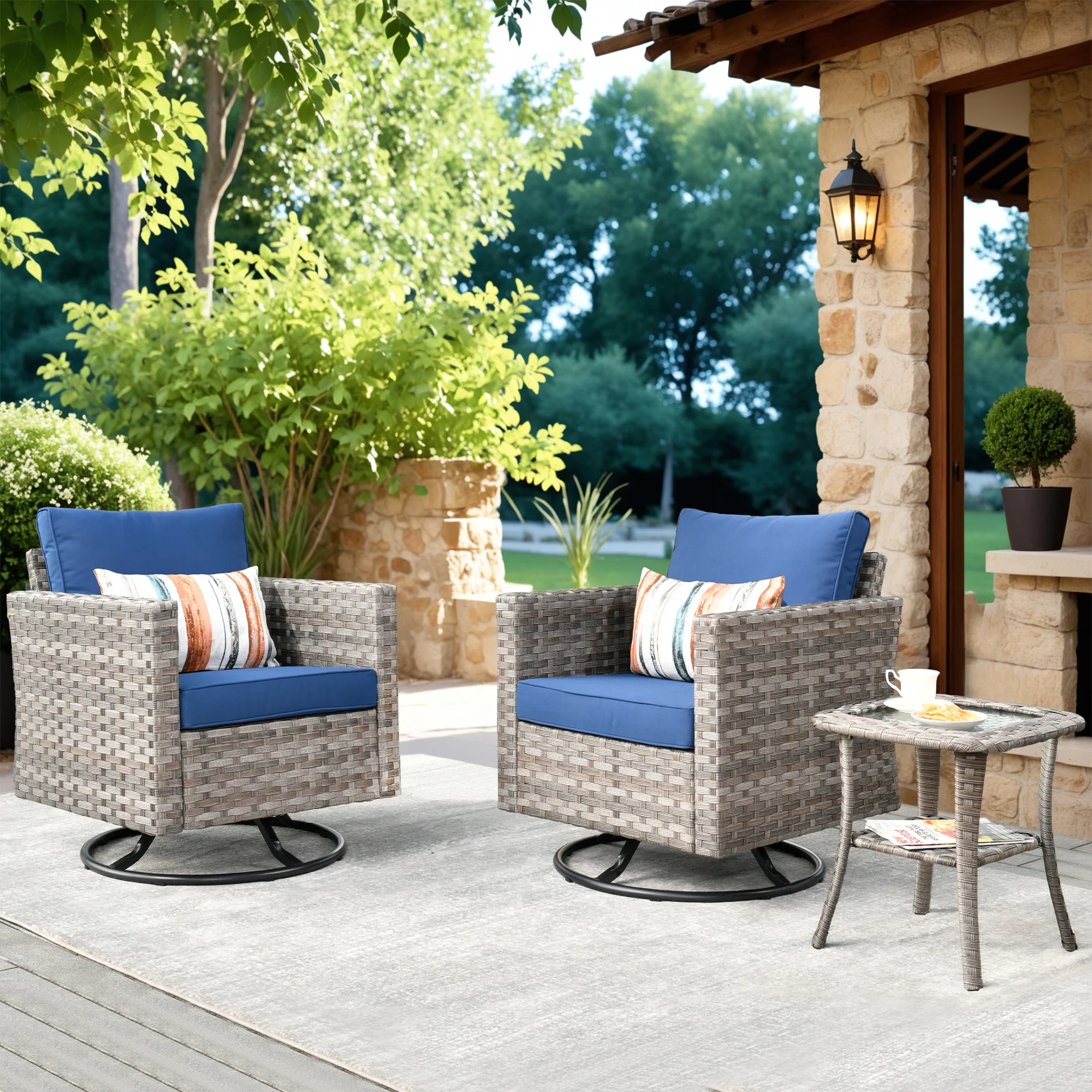 Ovios Rocking Chair Outdoor Table and Chairs matching BBR broad handrails series