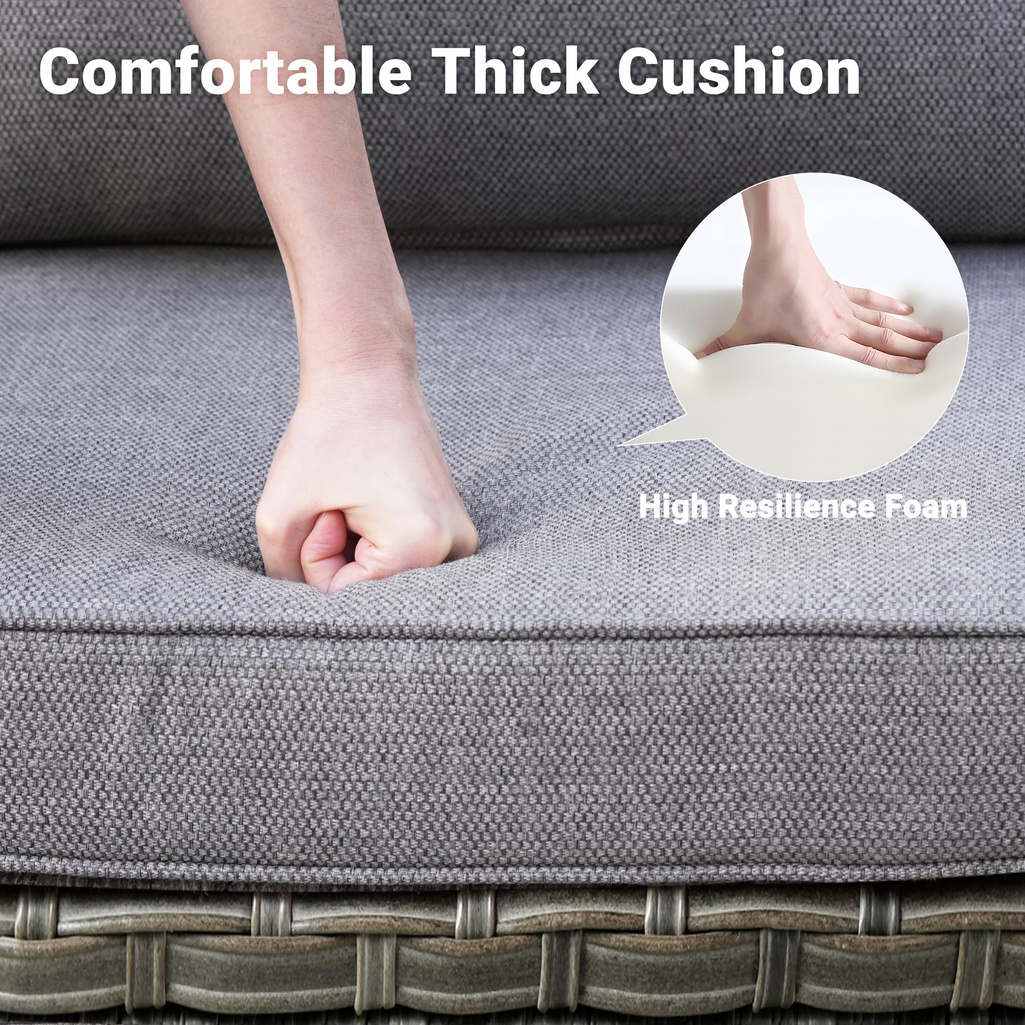 Ovios 7 Pieces Patio Furniture Set, Outdoor Wicker Sofa with Rocking Swivel Chairs