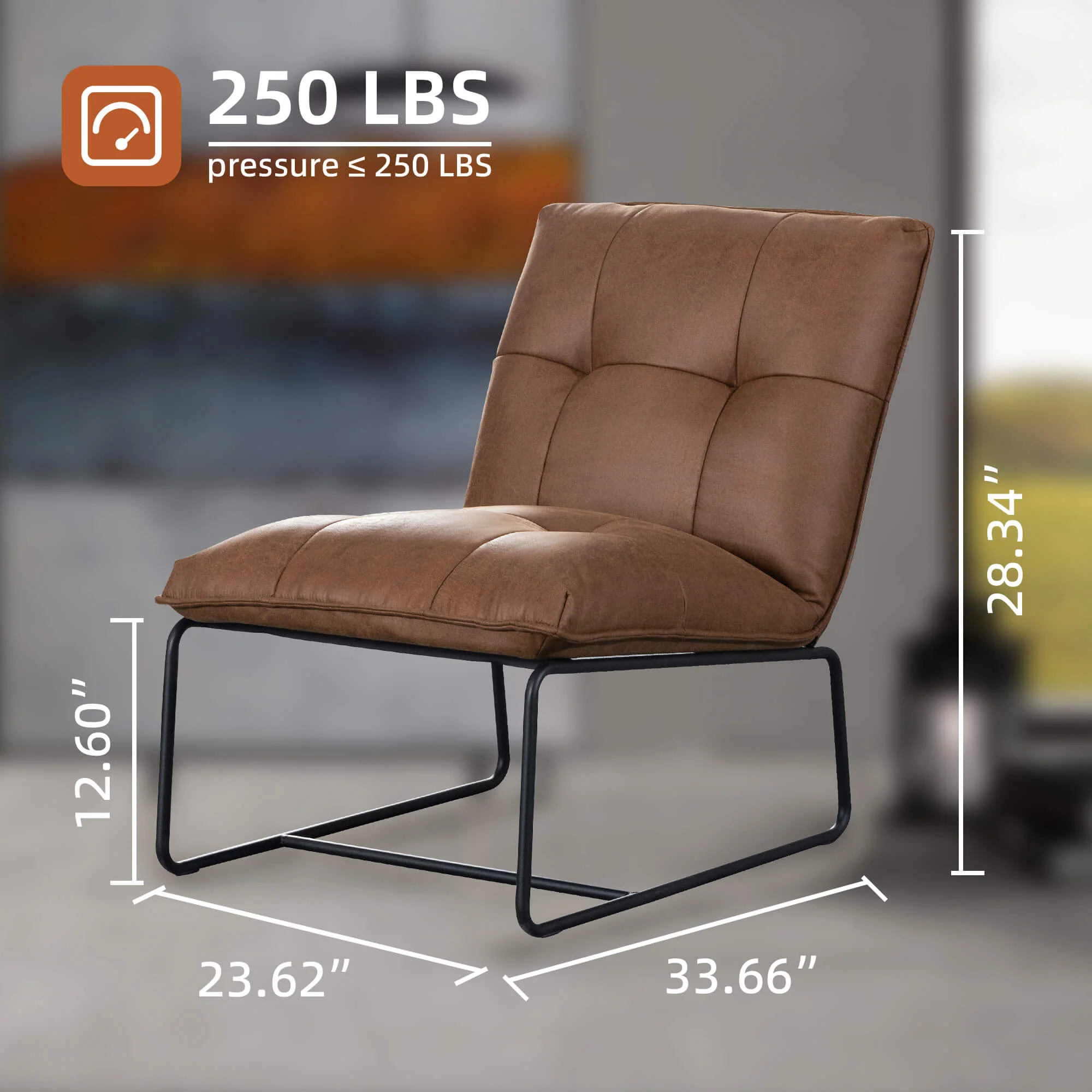 Ovios Living Room 25.2'' Wide Armless Accent Chair with Metal Frame