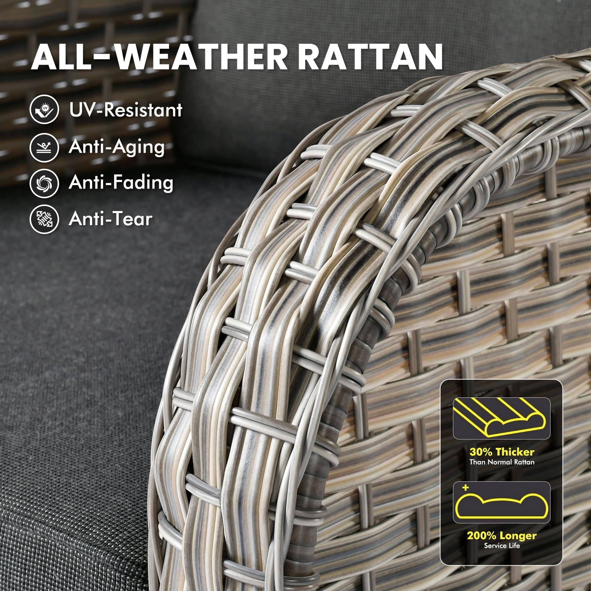 Ovios VNC Series Patio Swivel Chair 3-Piece Set