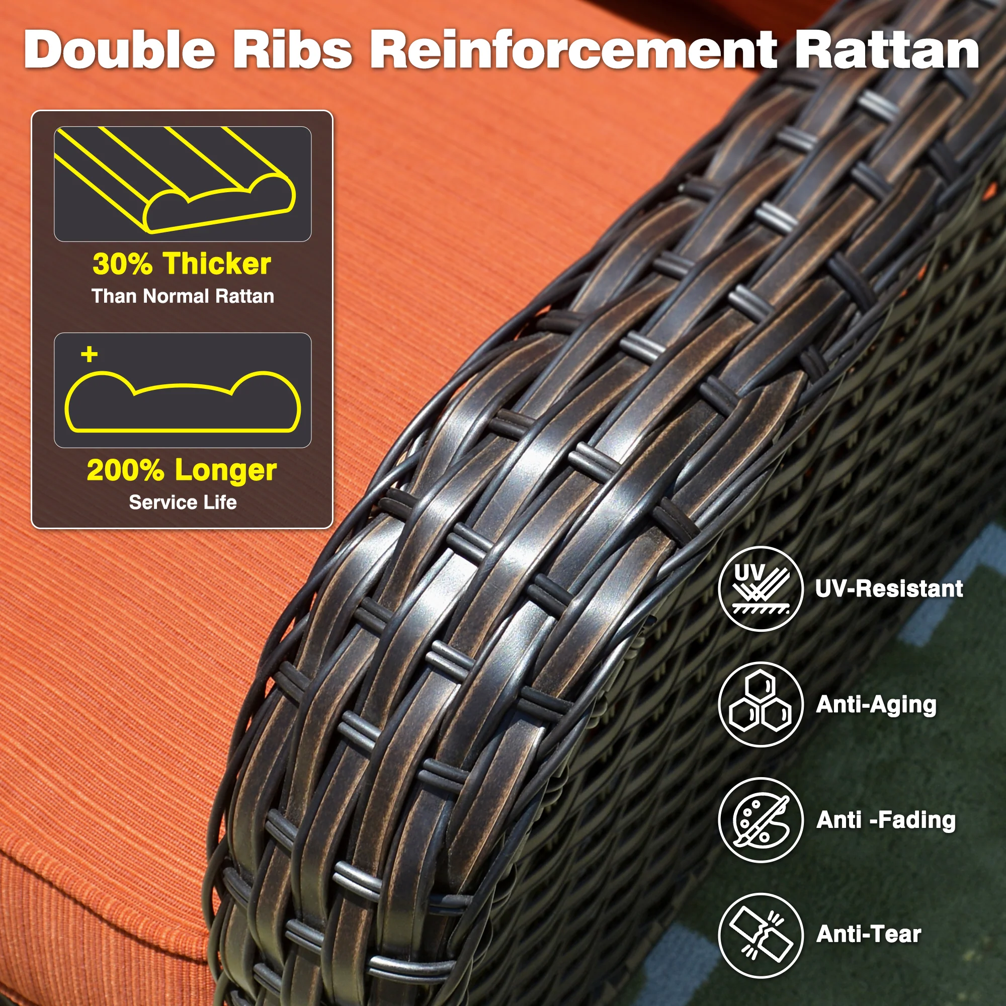 Ovios Patio Furniture Set 3-Piece with Swivel Chairs and Side Table Kenard