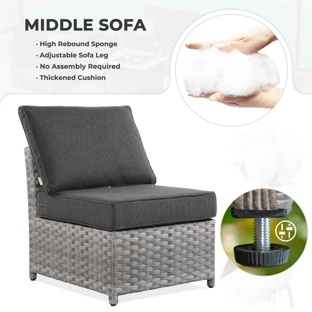 Ovios New Rimaru Series Patio Furniture Set 15-Piece include Swivel Chairs and 42