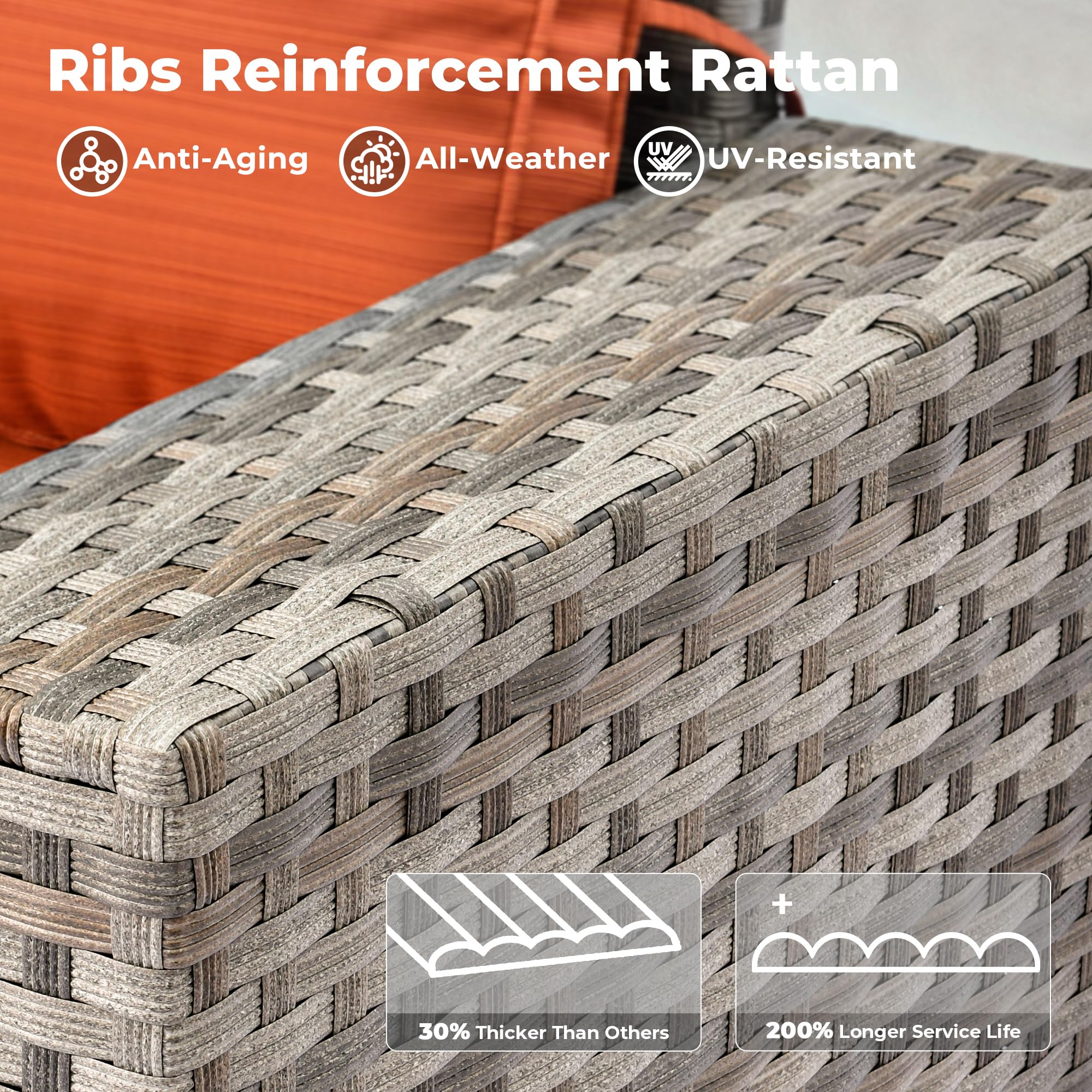 Ovios 9-Piece Outdoor Furniture Set with 7.68'' Wide Armrests