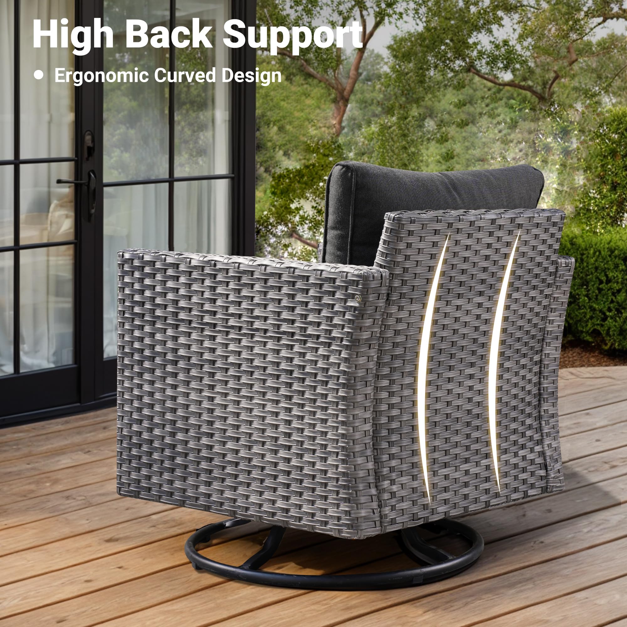 Ovios 7 Pieces Patio Furniture Set, Outdoor Wicker Sofa with Rocking Swivel Chairs