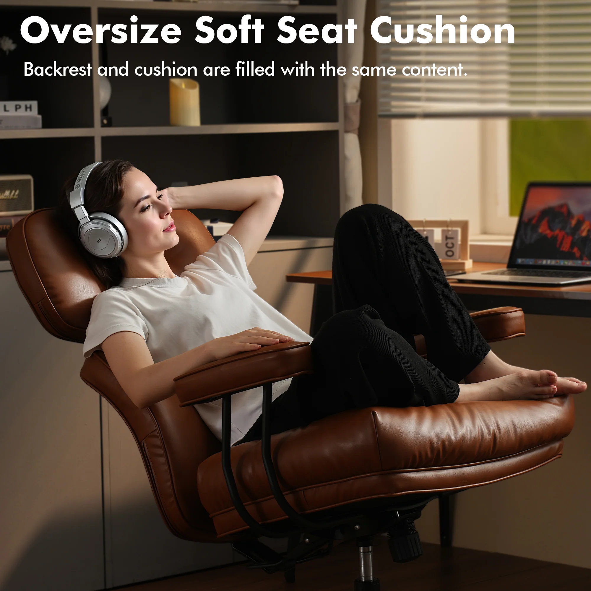 Ovios Office Executive Chair Oversize Cushions PU Fabric