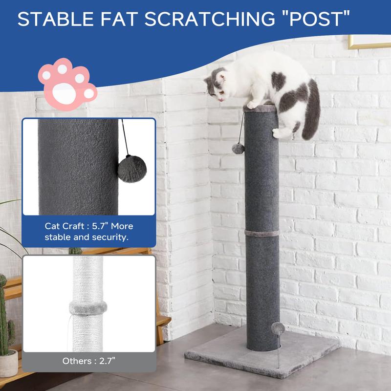 Made4pets Cat Craft Cat Scratching Post, Tall Scratch Post, Carpet Cat Scratching Post with Replaceable Toys, Sturdy Base, big size Indoor Play